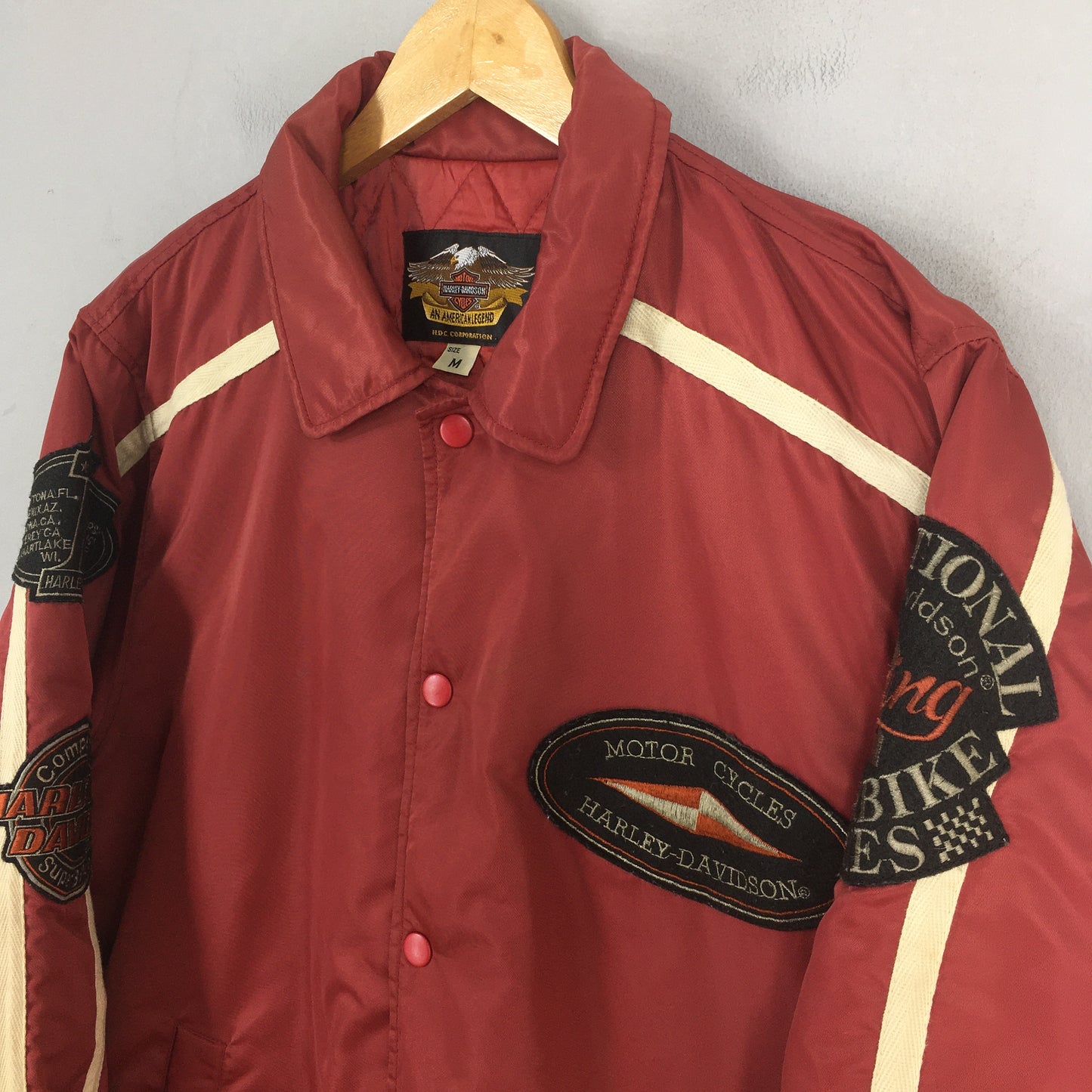 Harley Davidson Motorcycles Button Red Jacket Medium