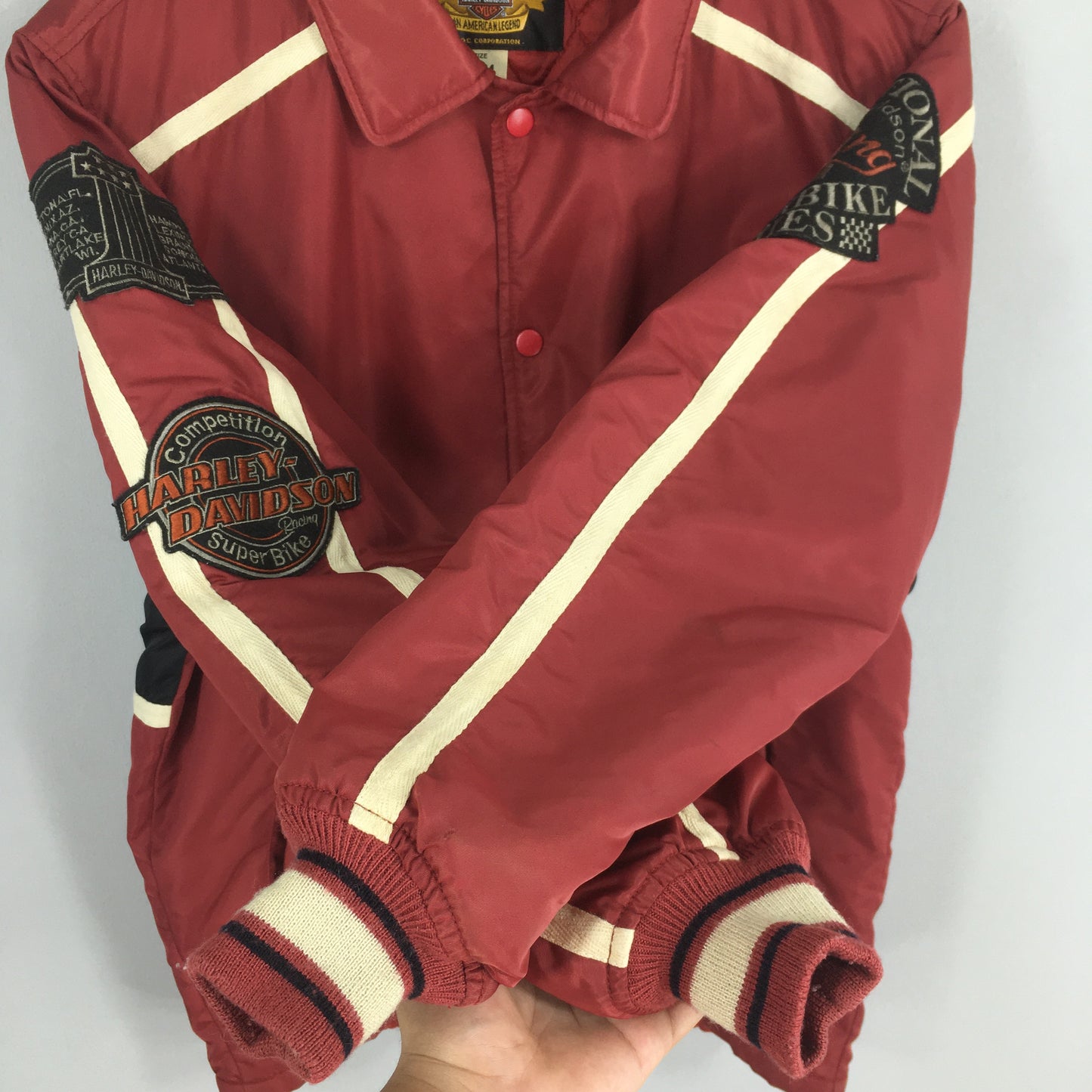 Harley Davidson Motorcycles Button Red Jacket Medium