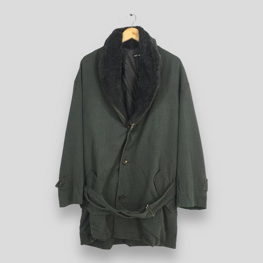 Issey Miyake Faux Fur Wool Green Jacket Medium