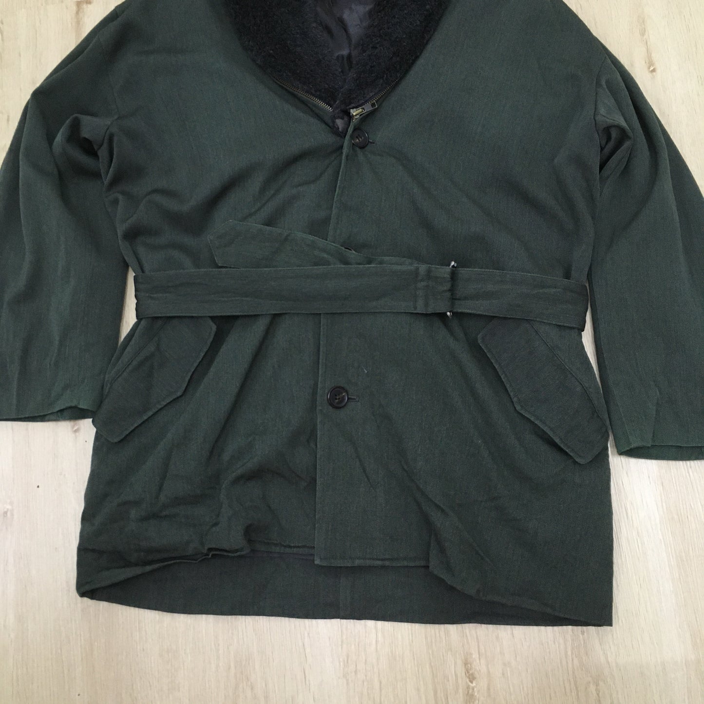 Issey Miyake Faux Fur Wool Green Jacket Medium