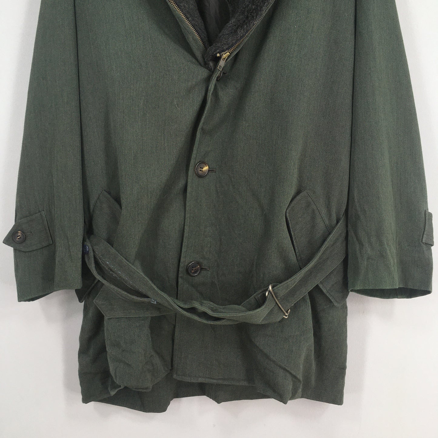 Issey Miyake Faux Fur Wool Green Jacket Medium