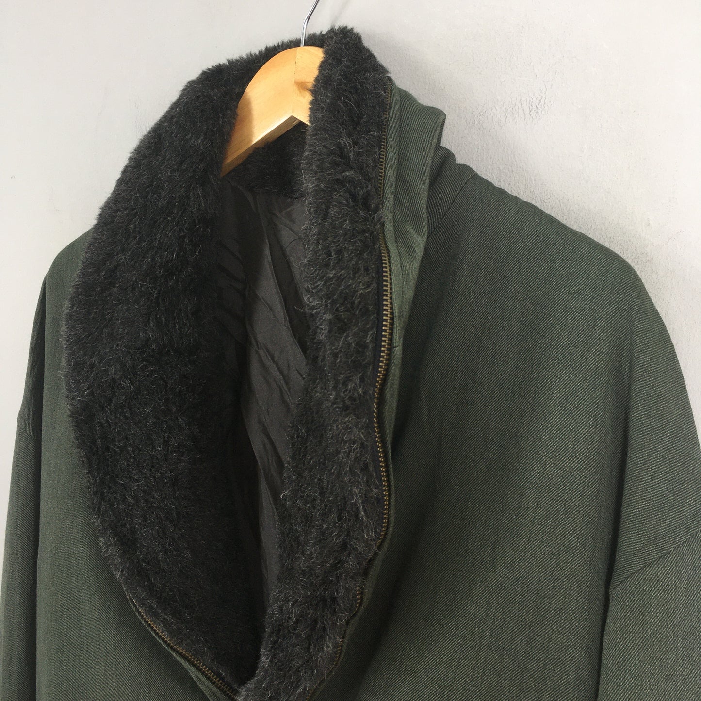 Issey Miyake Faux Fur Wool Green Jacket Medium