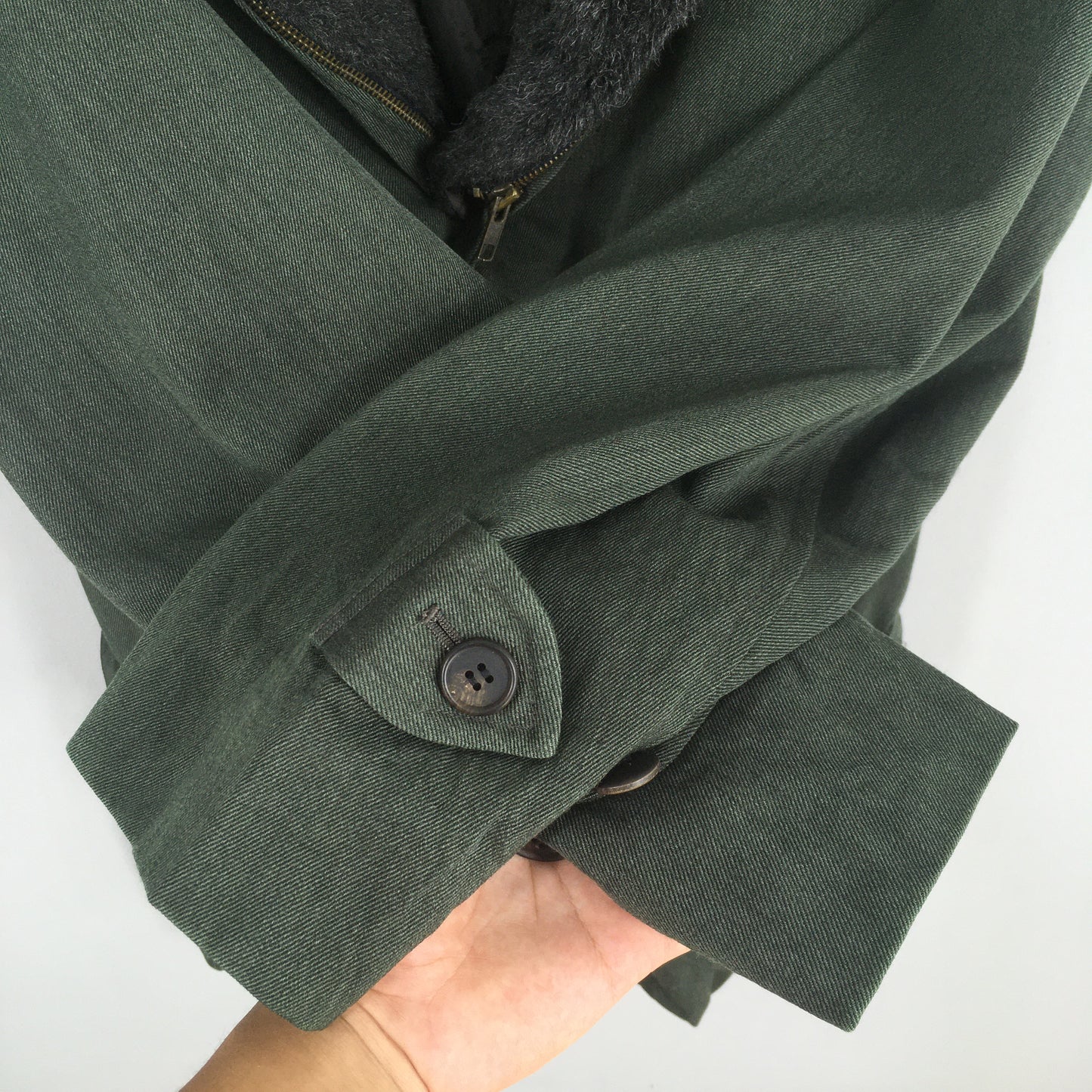 Issey Miyake Faux Fur Wool Green Jacket Medium