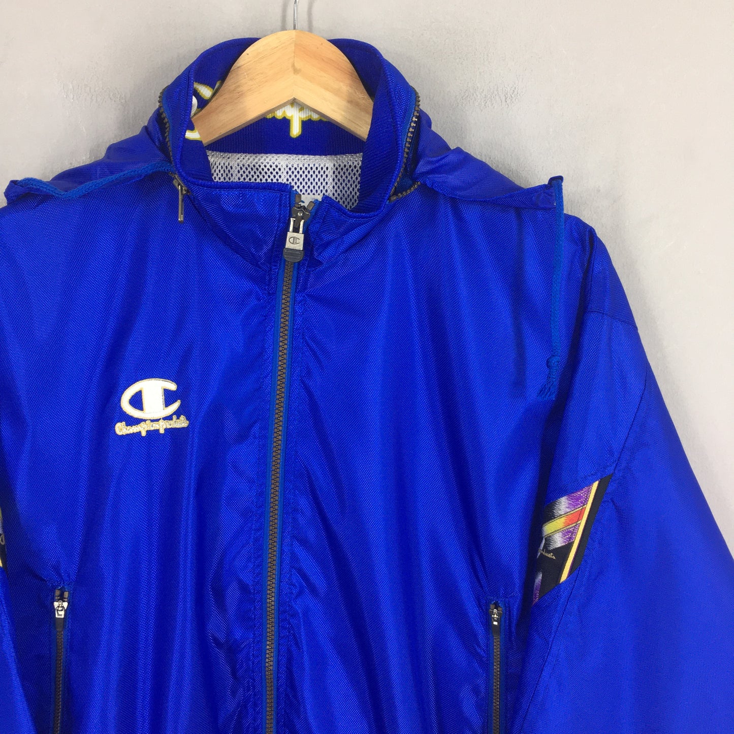 Champion Blue Jacket Hoodie Windbreaker Medium