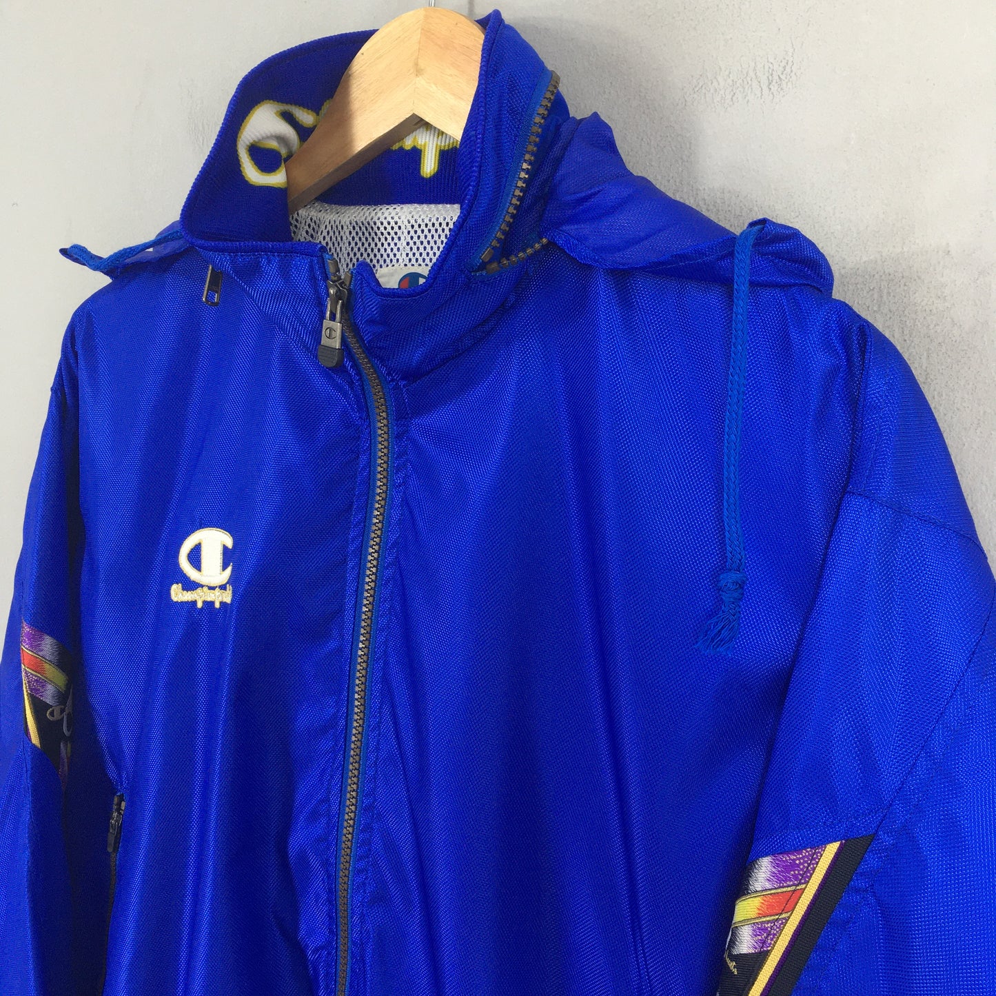 Champion Blue Jacket Hoodie Windbreaker Medium