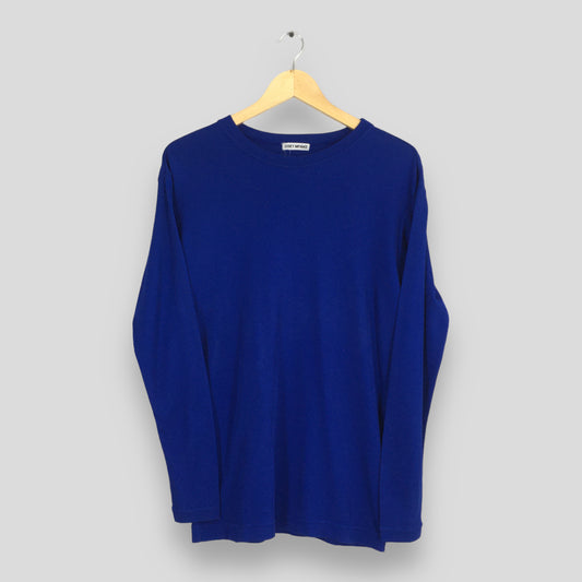 Issey Miyake Japan Plain Blue Long sleeve T-shirt Small