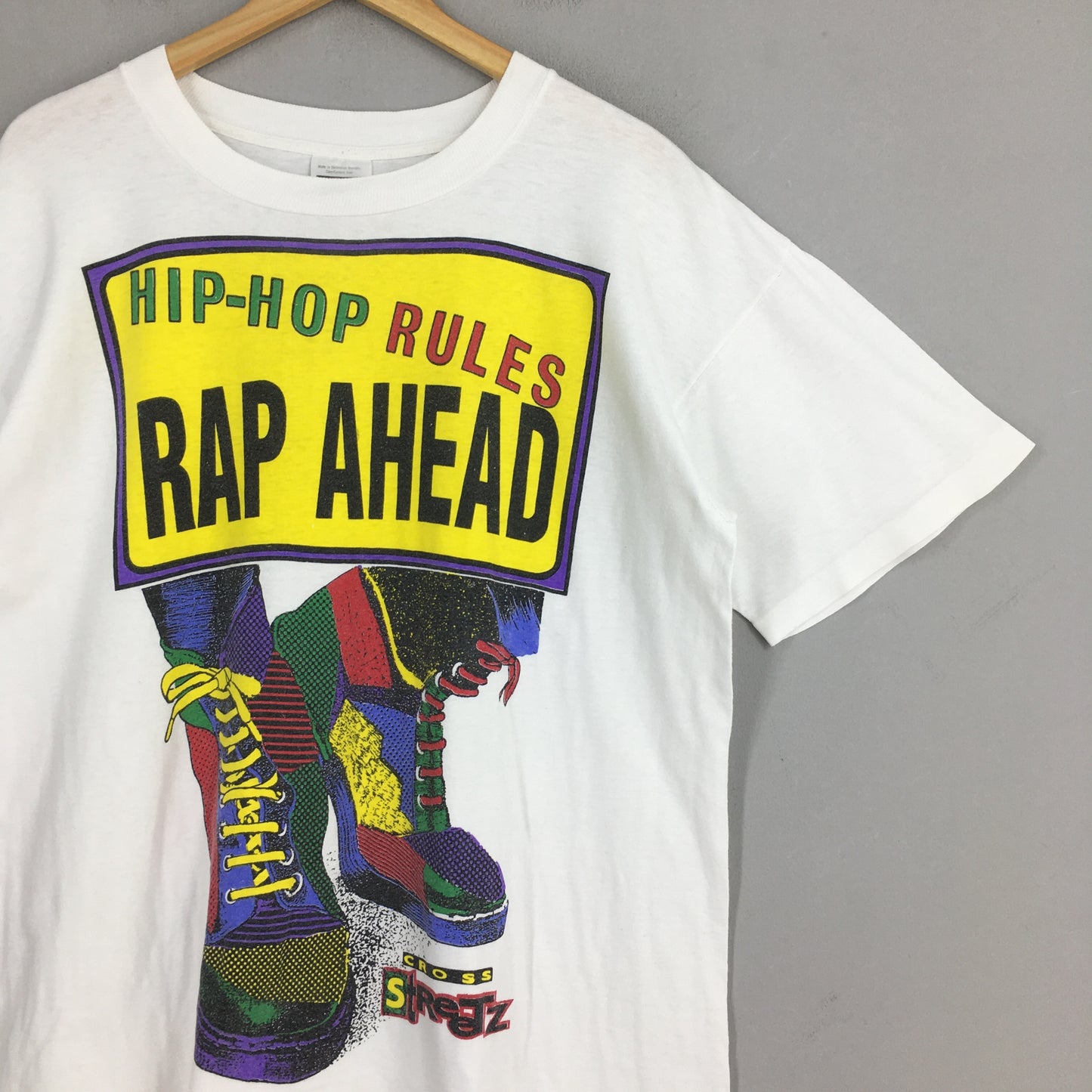 Hip Hop Rules Rap Ahead White T shirt XLarge