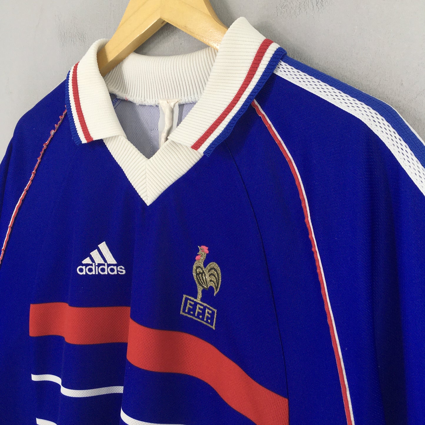 1998-99 Adidas France Football Blue Stripes Jersey Large