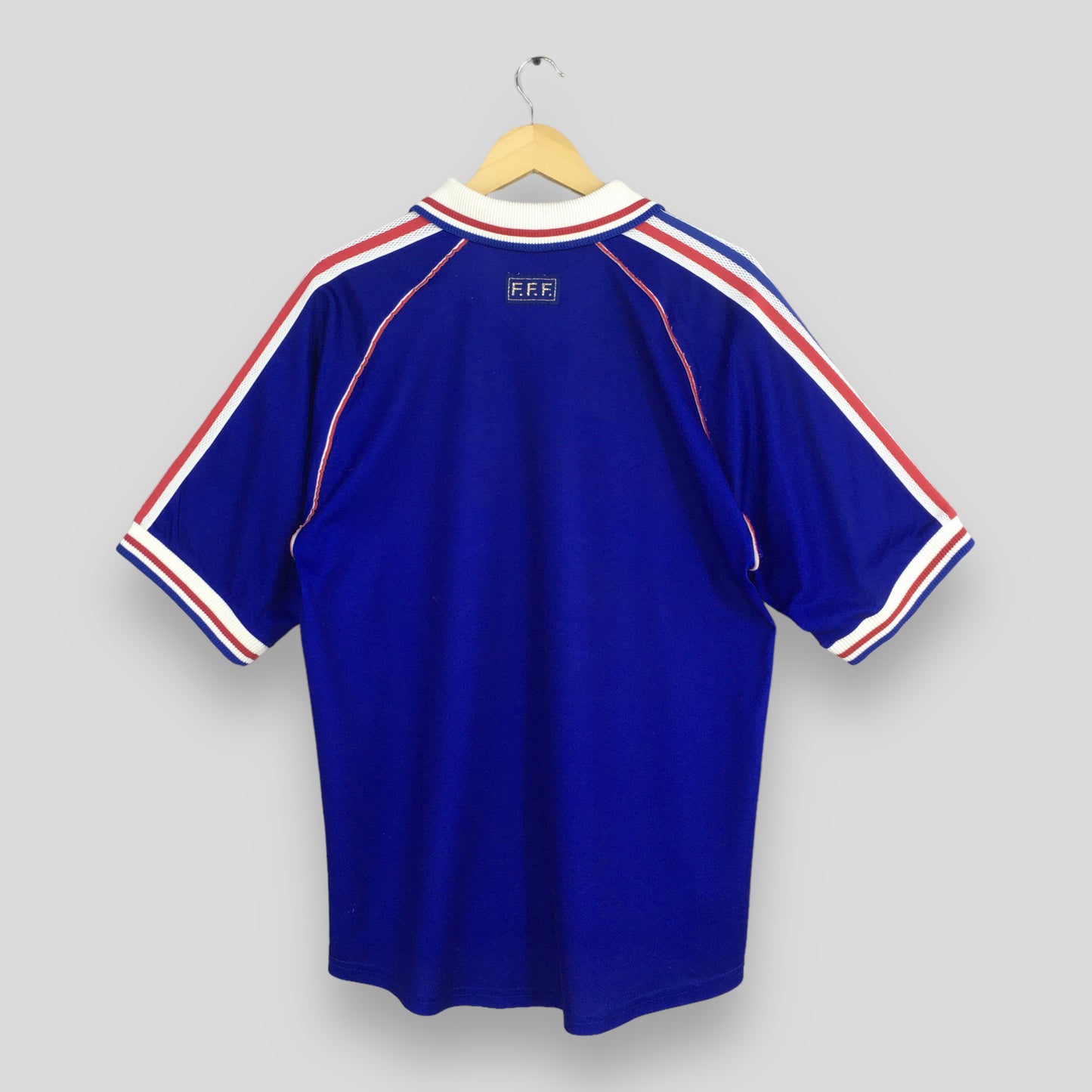 1998-99 Adidas France Football Blue Stripes Jersey Large