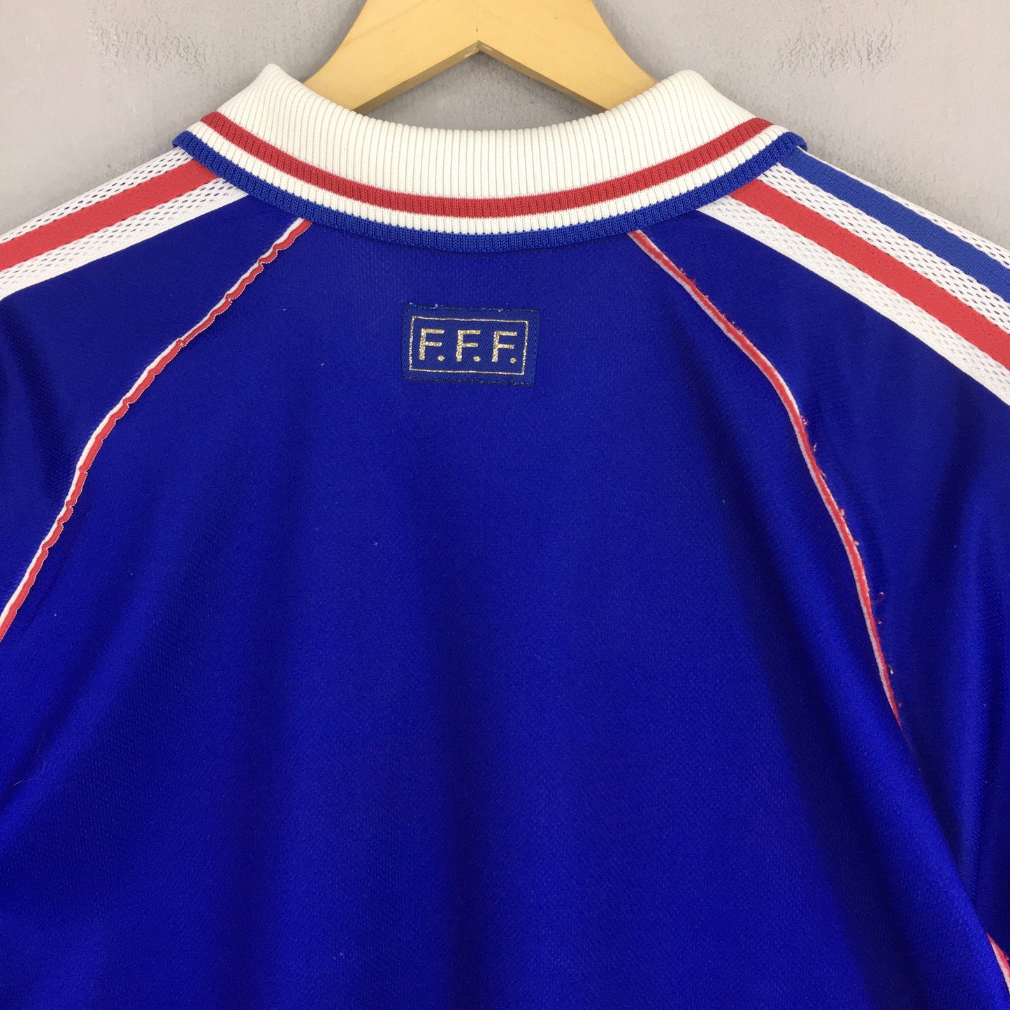 1998-99 Adidas France Football Blue Stripes Jersey Large