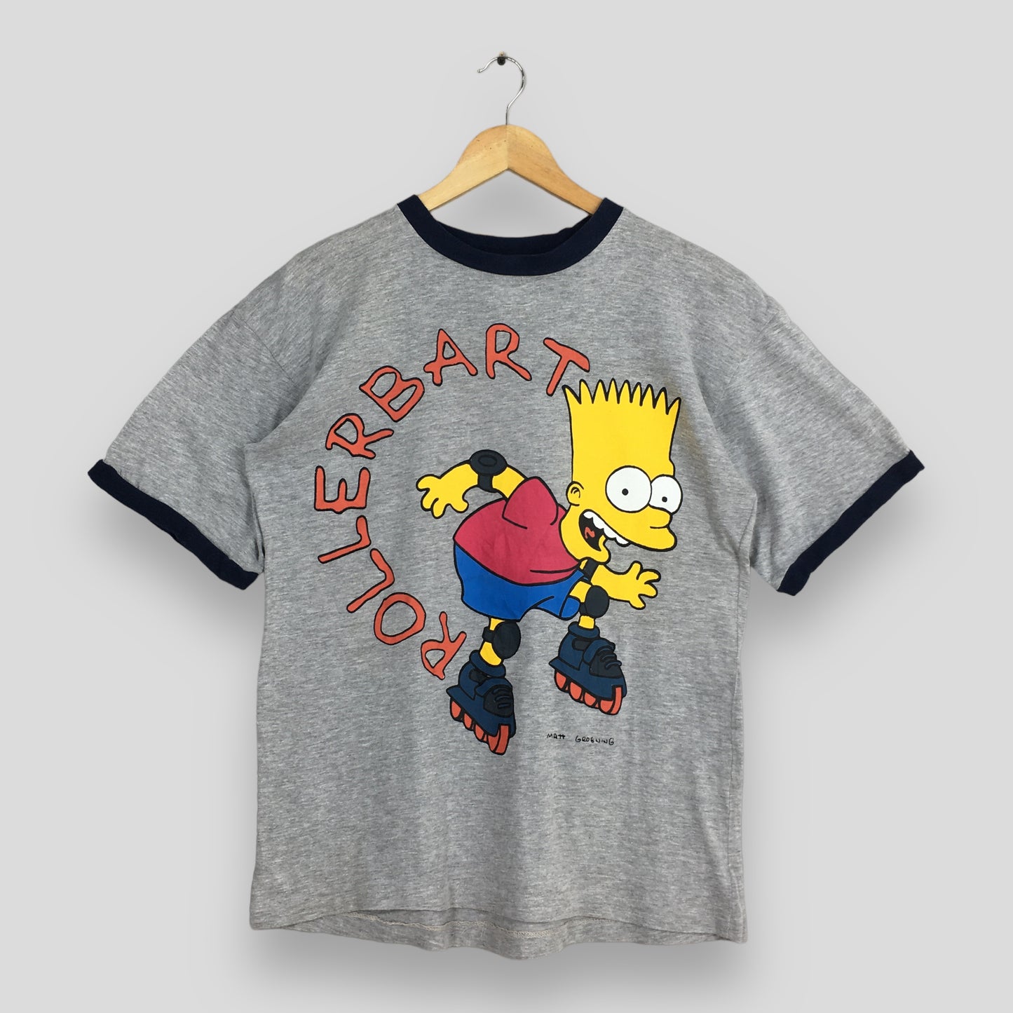 Bart Simpson Rollerbart Cartoon Ringer T shirt Medium