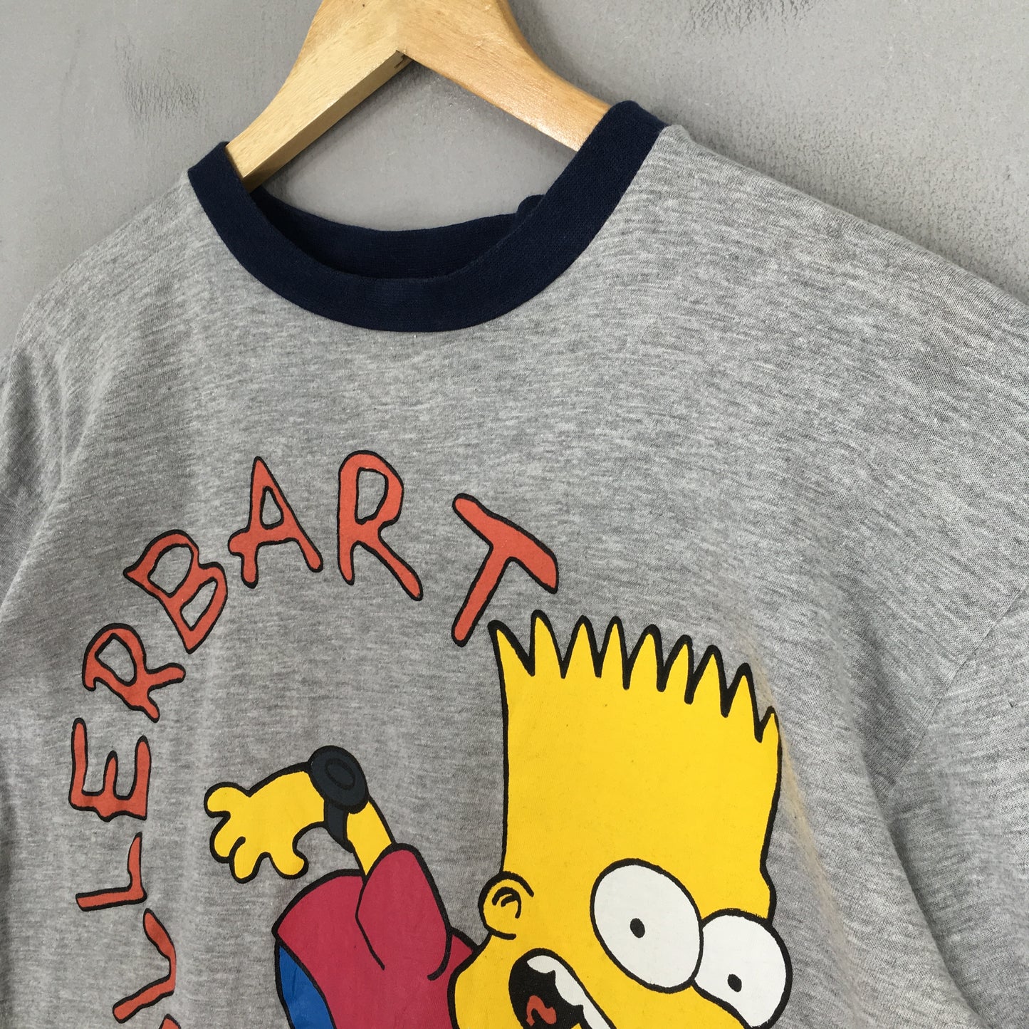 Bart Simpson Rollerbart Cartoon Ringer T shirt Medium