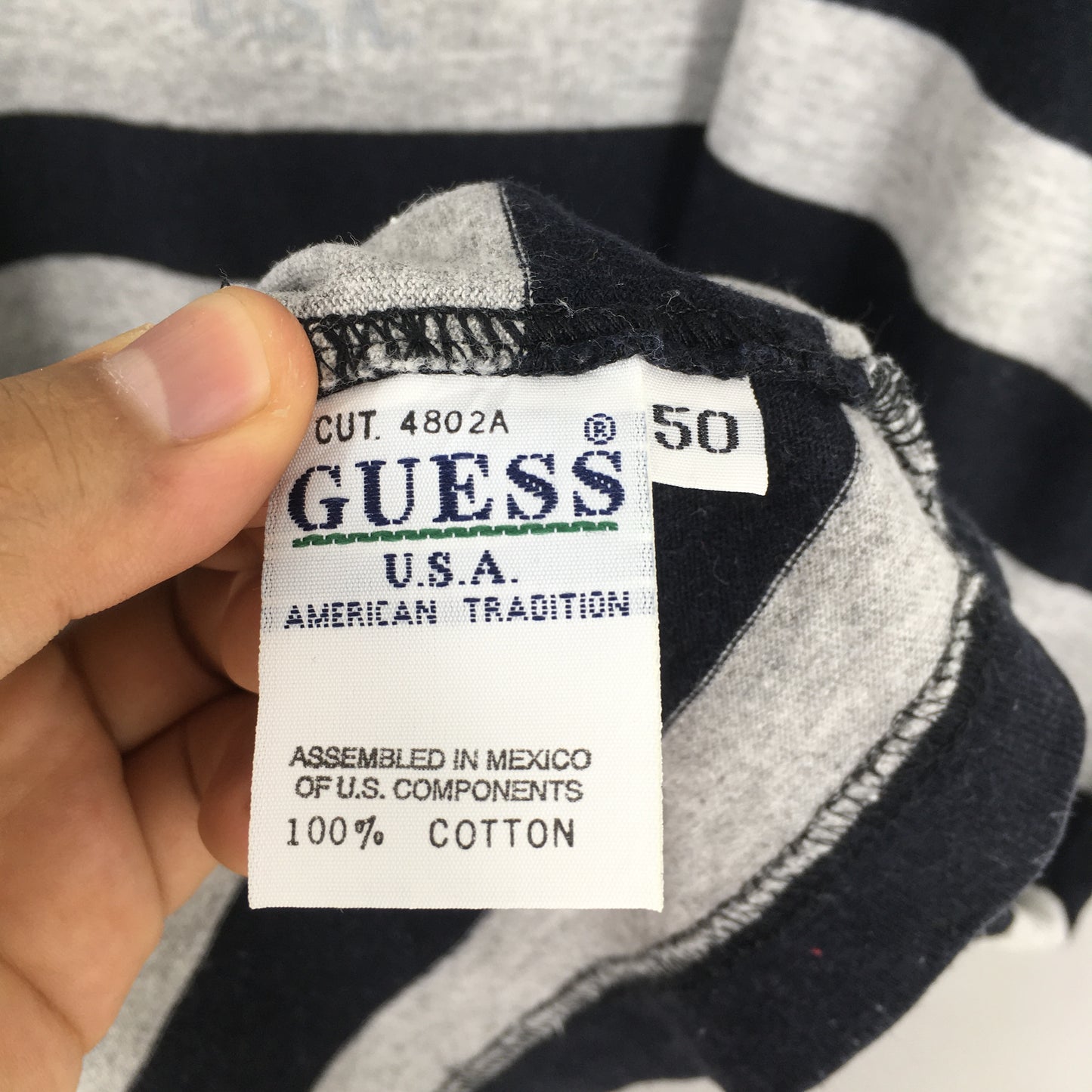 Guess Jeans Usa Stripes Gray T shirt Medium