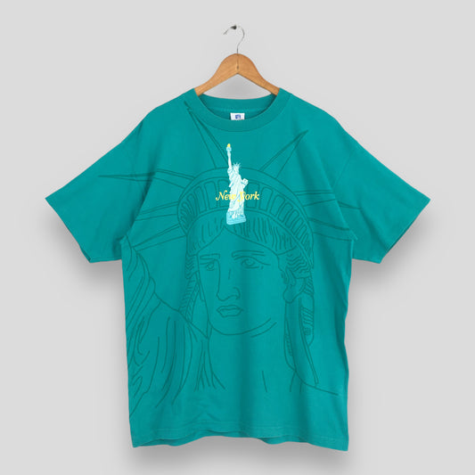 New York Statue Of Liberty Green T shirt XLarge