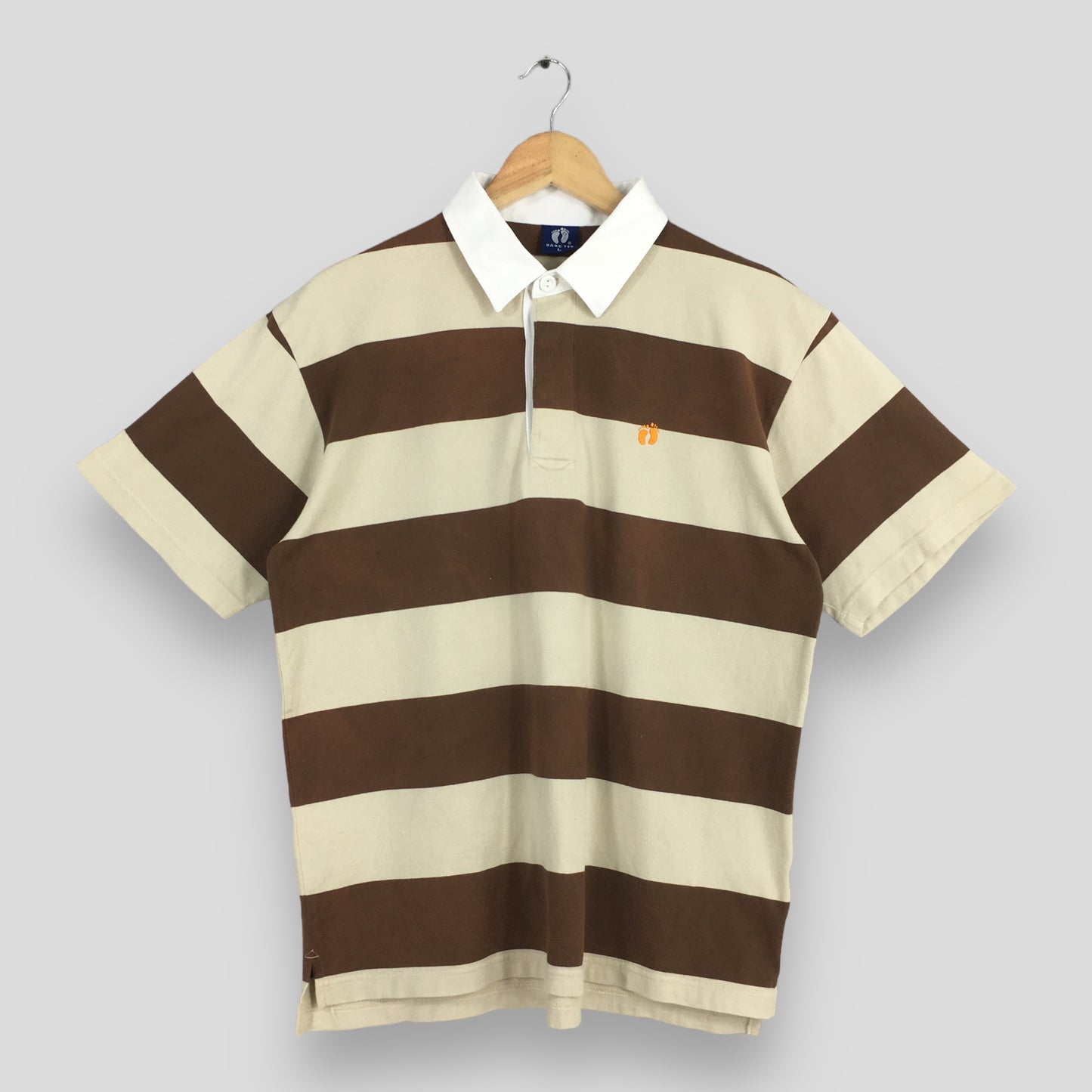 Hang Ten Brown Stripes Polo Shirt Large