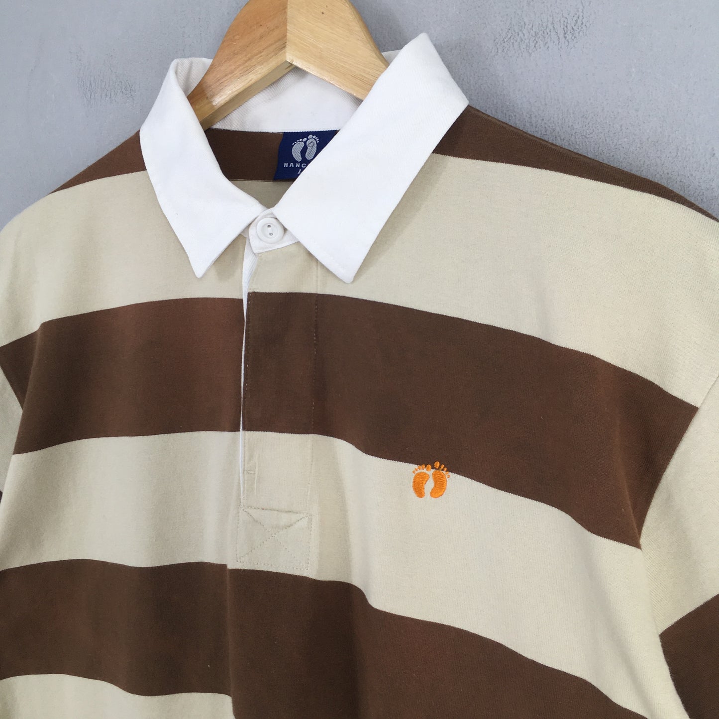 Hang Ten Brown Stripes Polo Shirt Large