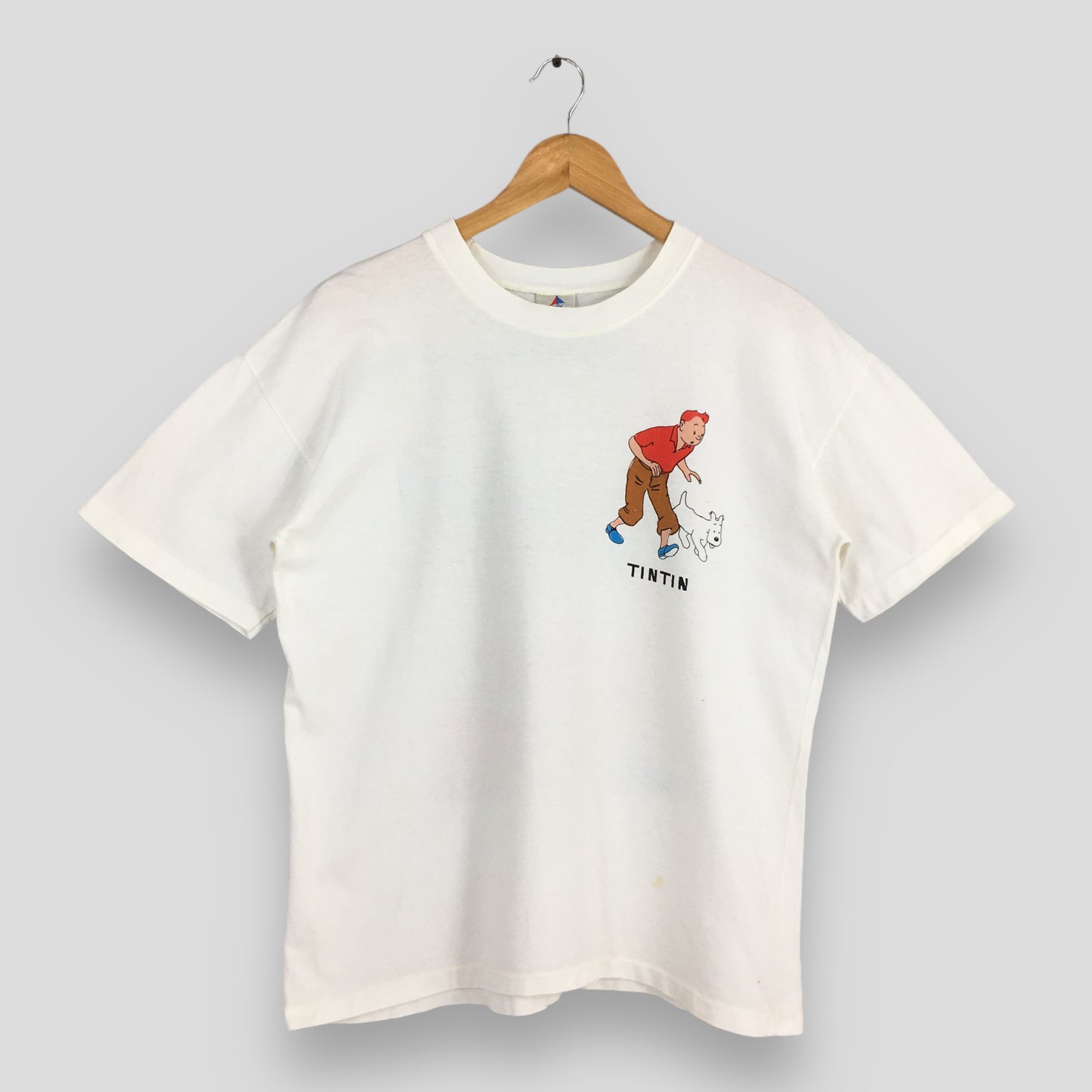 The Adventures of Tintin Cigars Of The Pharaoh Cartoon White T shirt Medium