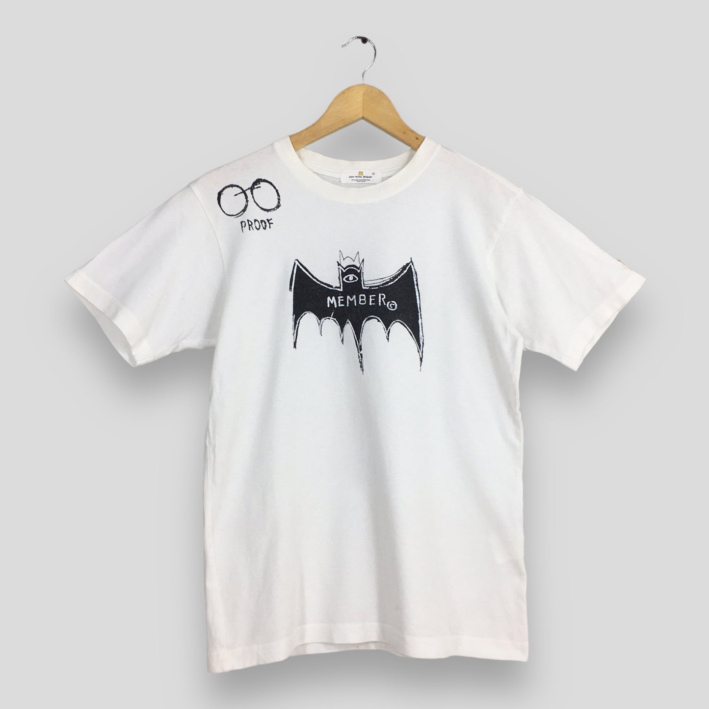 MB Jean-Michel Basquiat Proof Member Bat Pop Art White T shirt Small