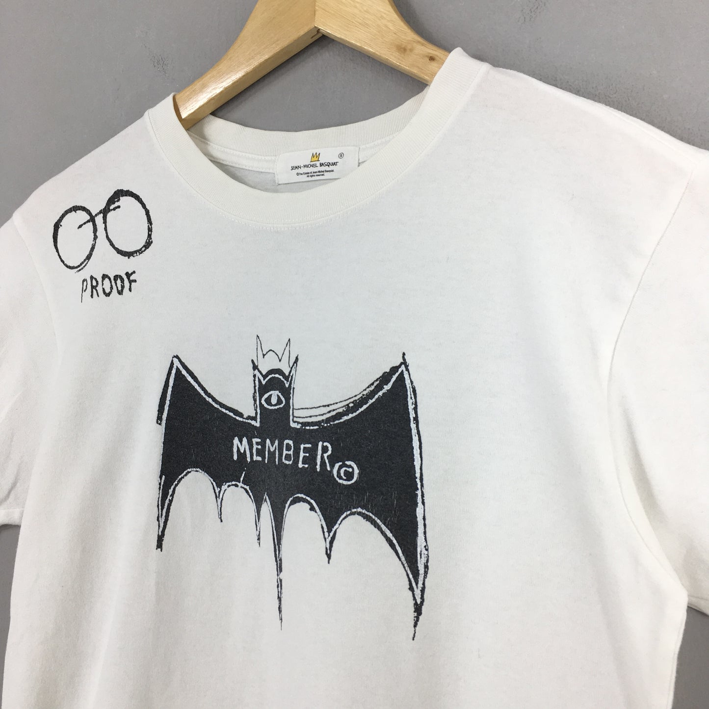 MB Jean-Michel Basquiat Proof Member Bat Pop Art White T shirt Small