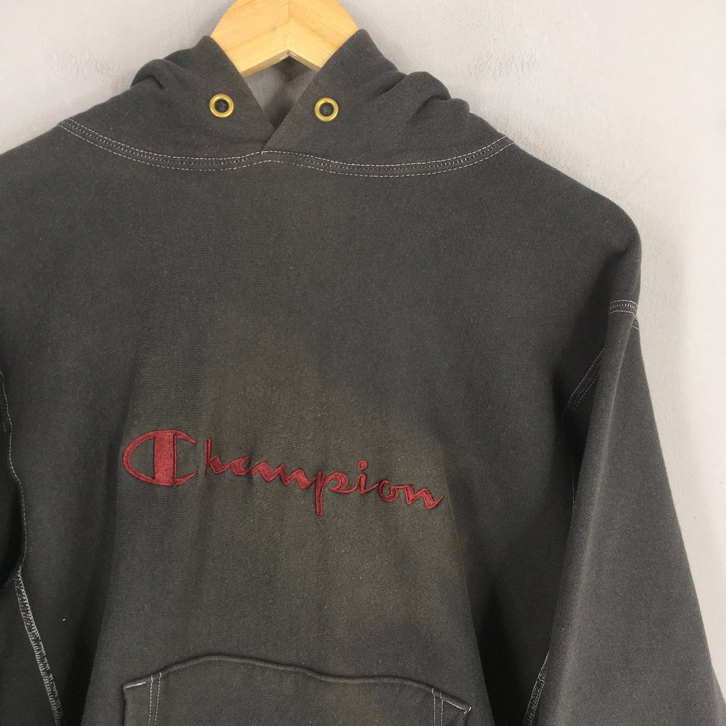 Champion Reverse Weave Black Hoodie Sweatshirt Large