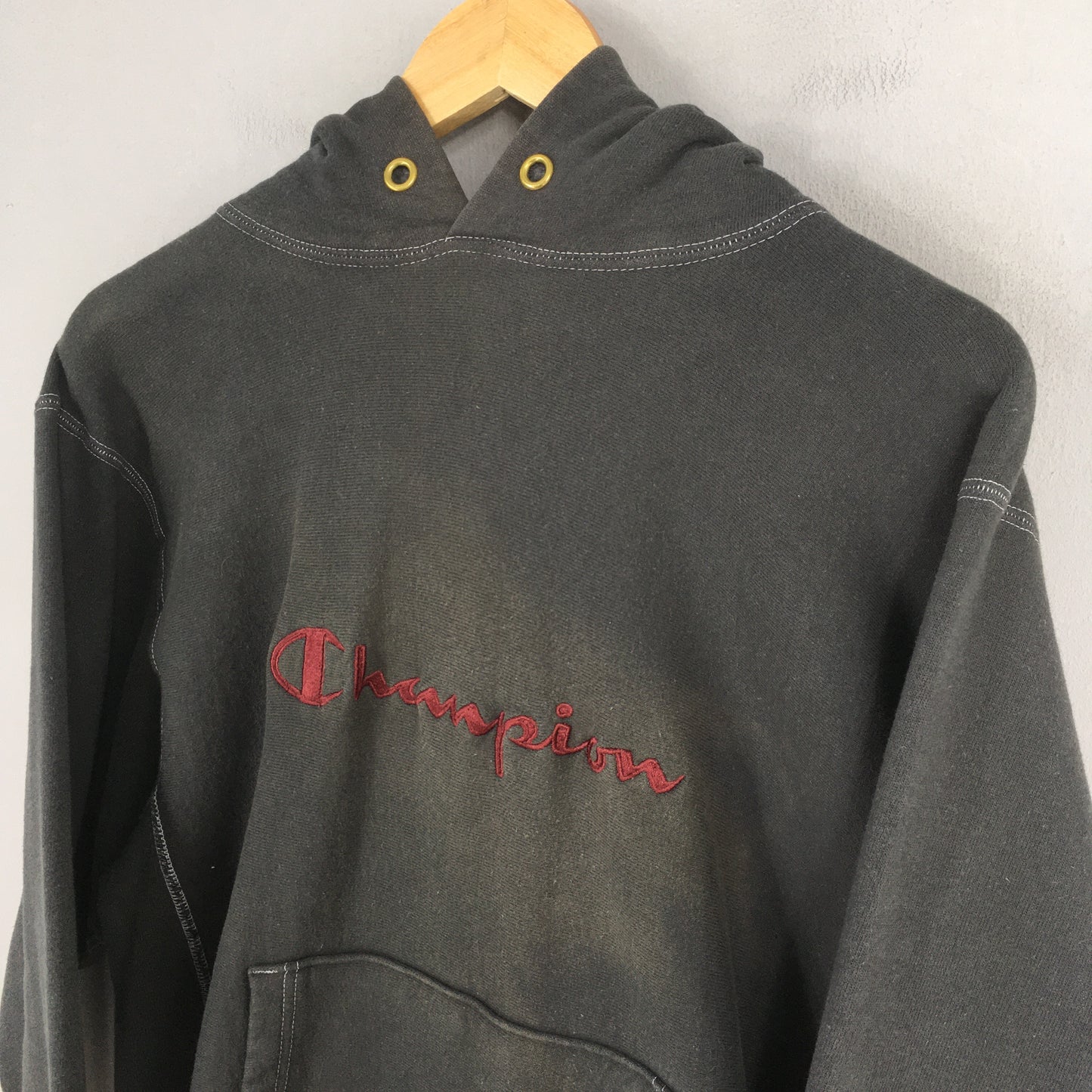 Champion Reverse Weave Black Hoodie Sweatshirt Large