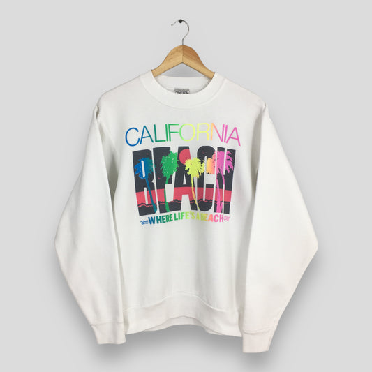 California Beach White Sweatshirt Large