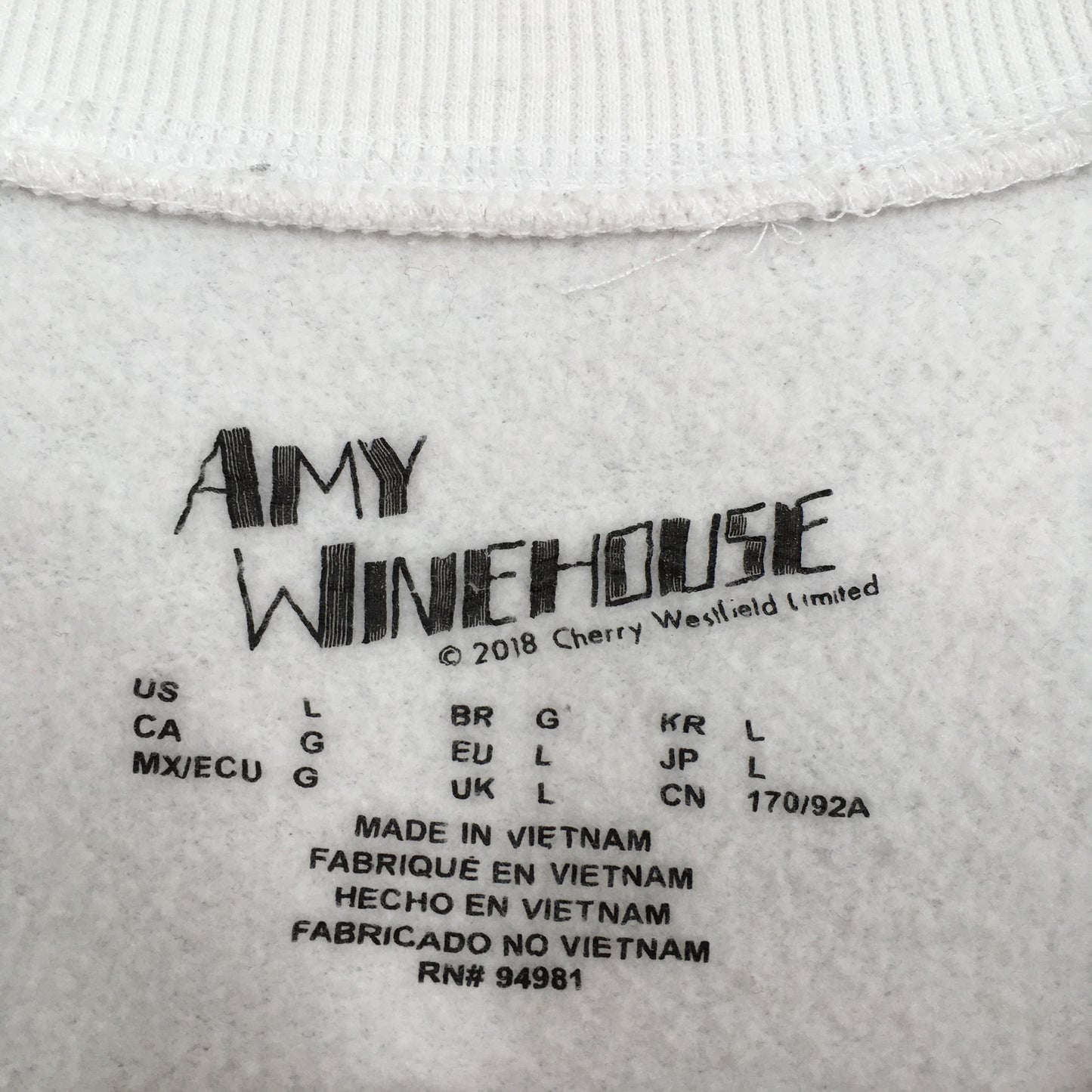 Amy Winehouse Music American Singer Sweatshirt Large