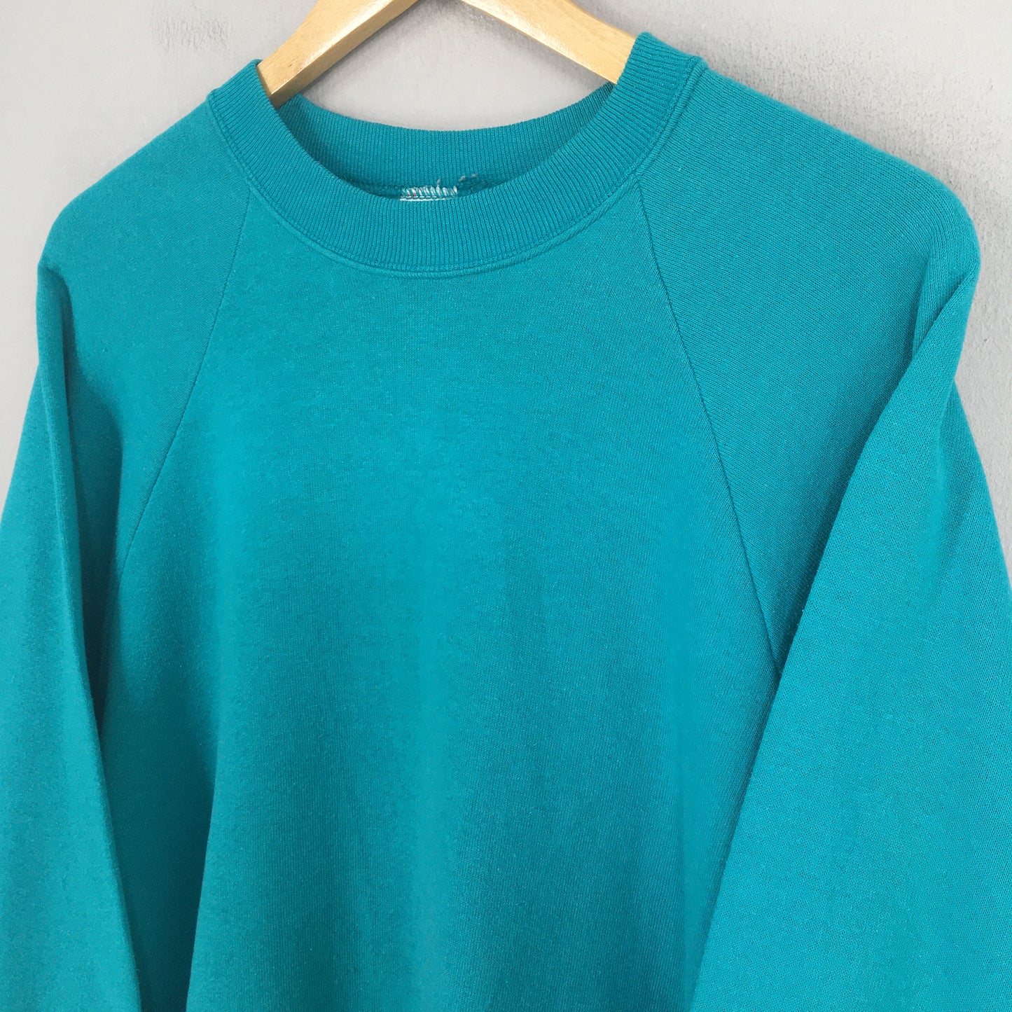 Fruit Of The Loom Green Turquoise Plain Crewneck Jumper XLarge