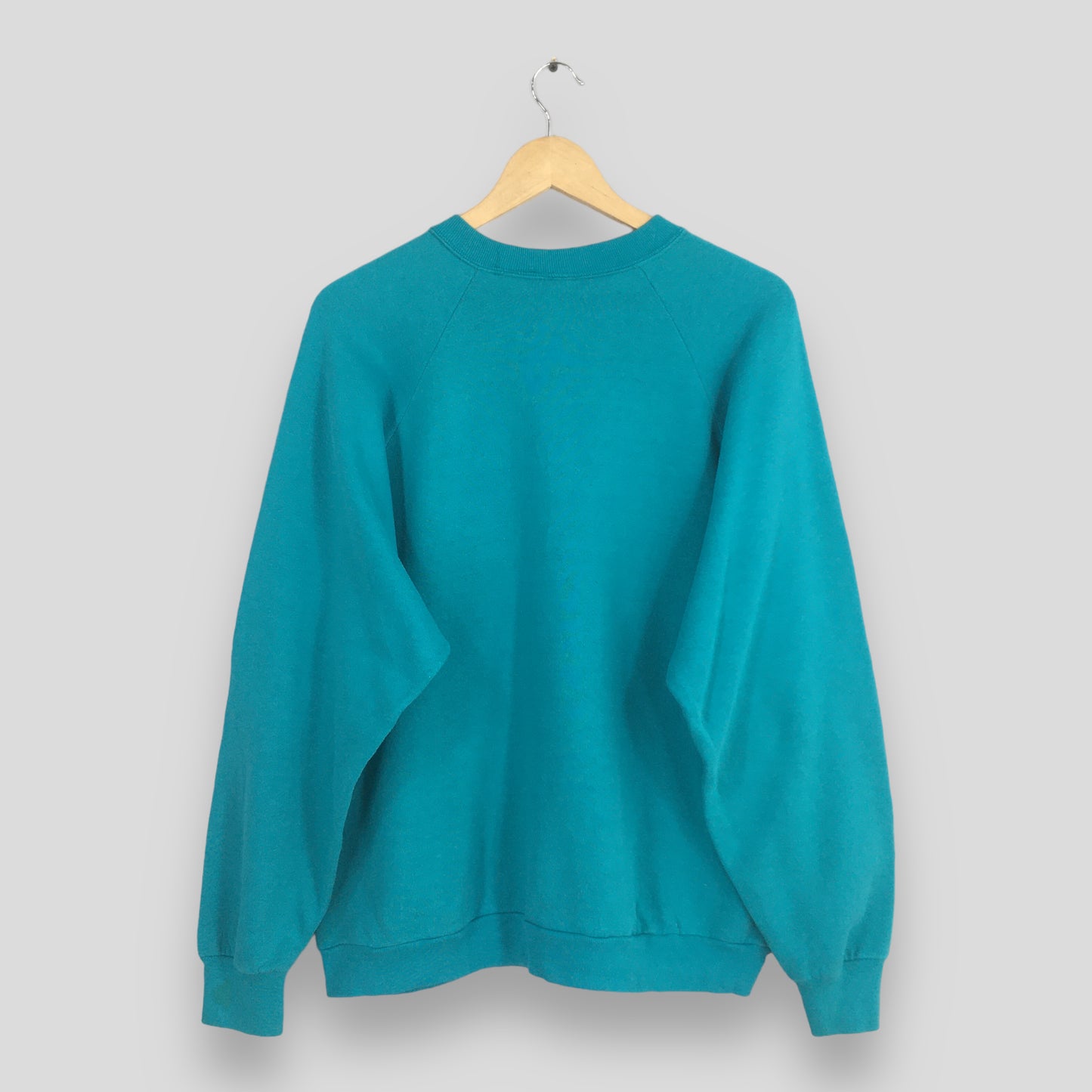 Fruit Of The Loom Green Turquoise Plain Crewneck Jumper XLarge