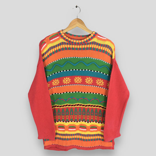 UCB United Colors Of Benetton Multicolor 3D Knit Sweater Medium