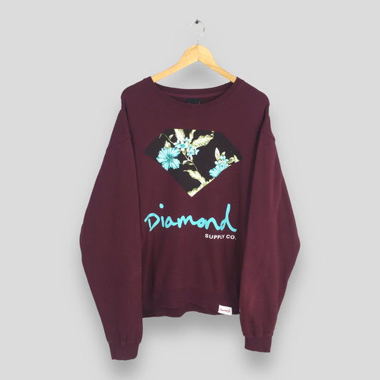 Y2K Diamond Supply Co Maroon Sweater Large