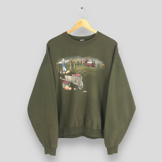 Pumpkin Farm Green Sweatshirt XLarge