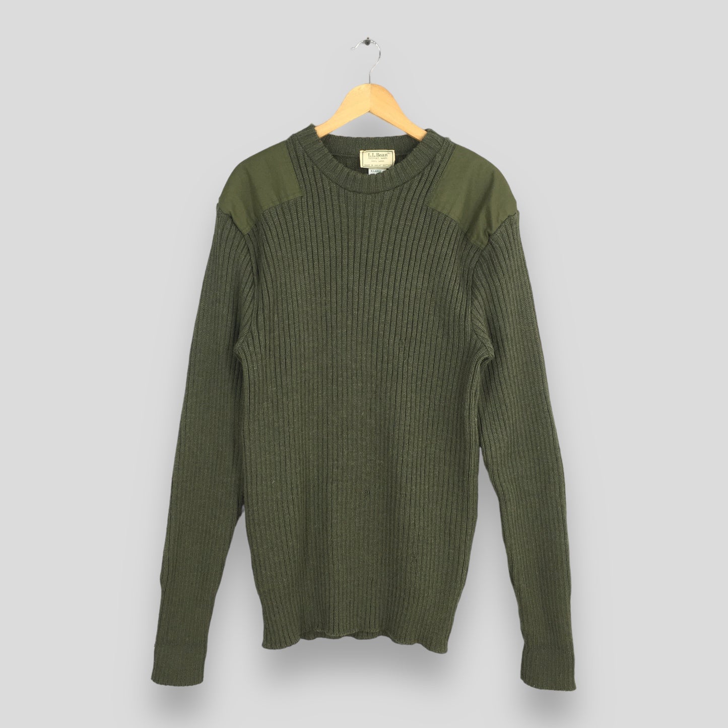 LL Bean Dark Green Merino Wool Commando Sweater XLarge