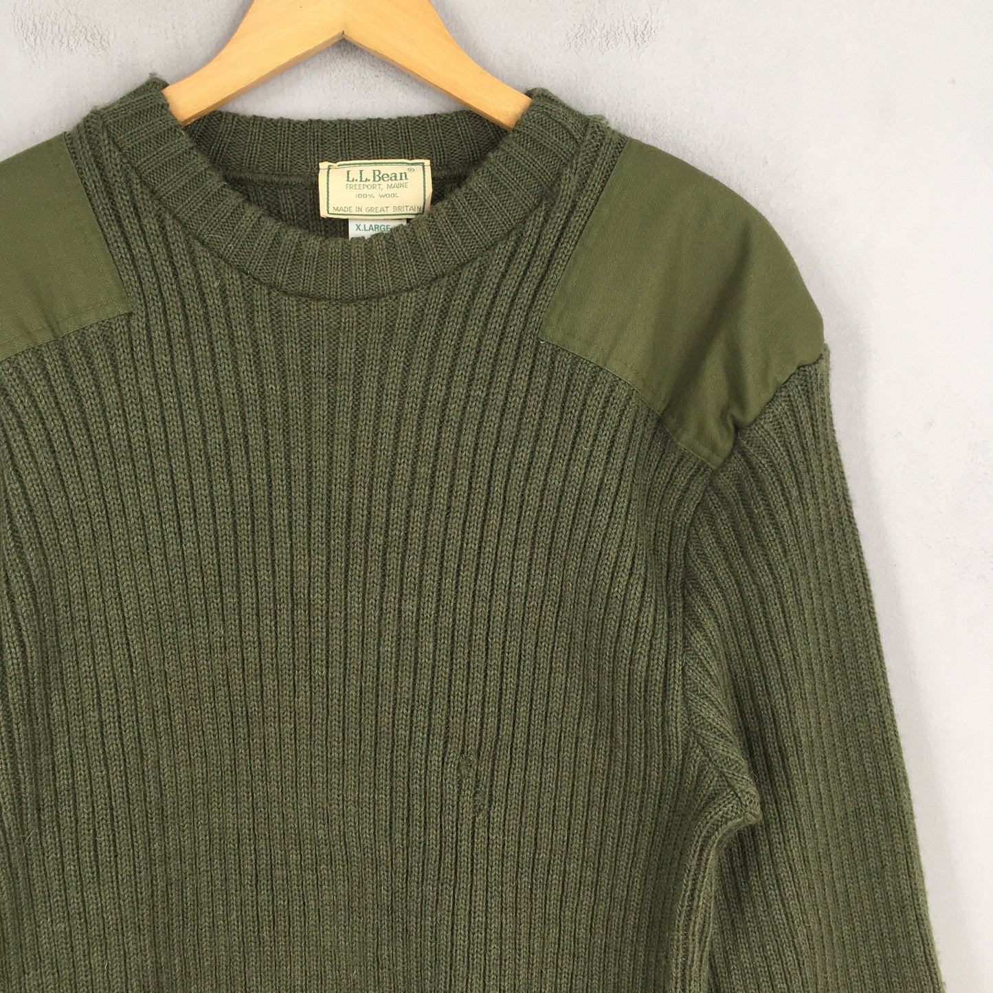 LL Bean Dark Green Merino Wool Commando Sweater XLarge