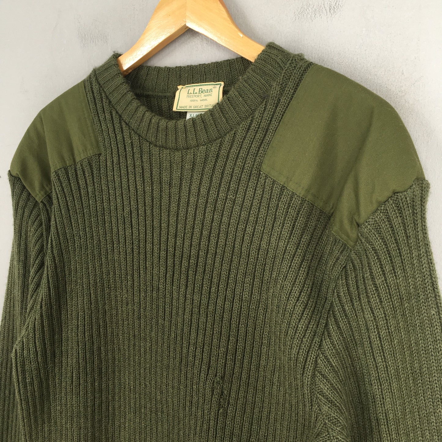 LL Bean Dark Green Merino Wool Commando Sweater XLarge