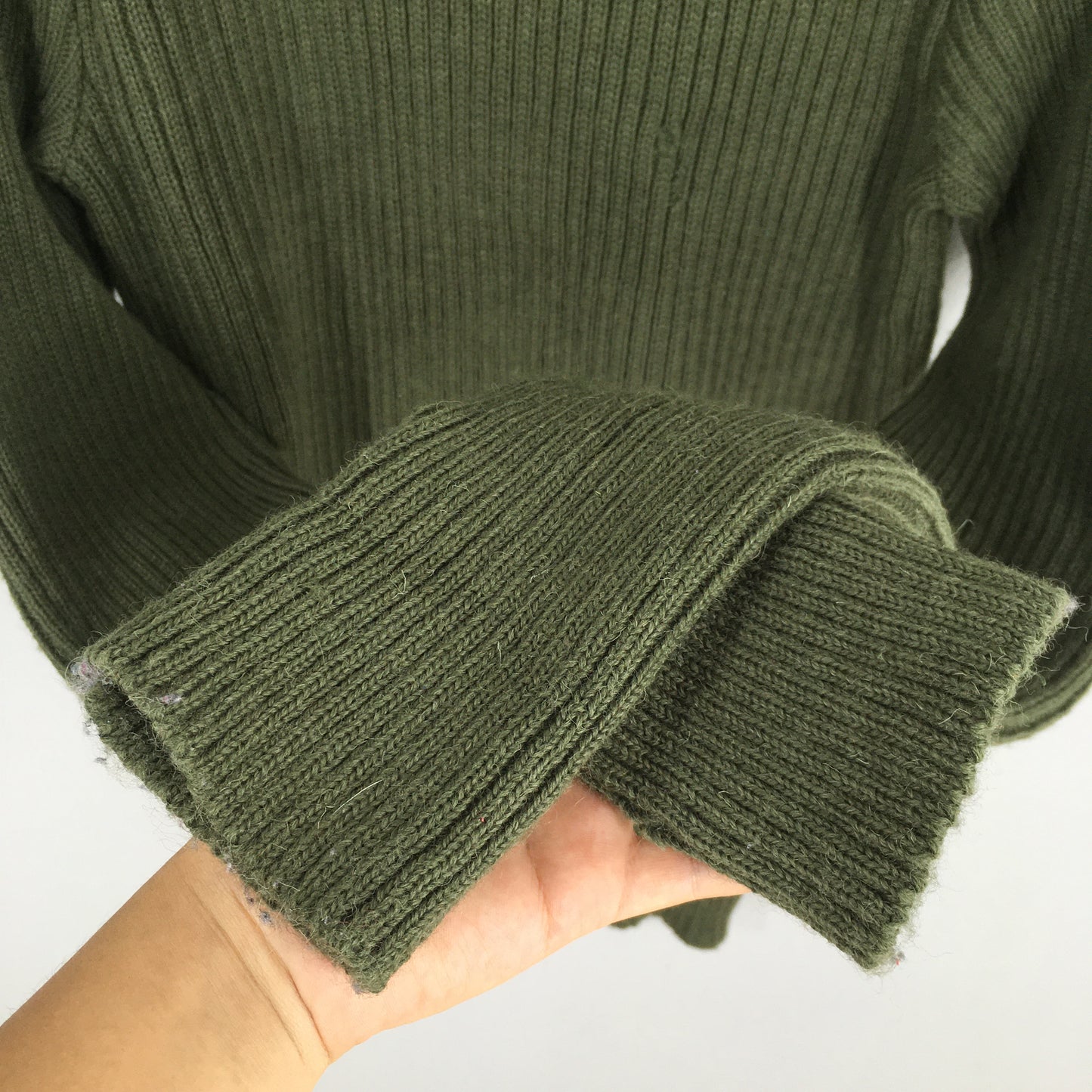 LL Bean Dark Green Merino Wool Commando Sweater XLarge