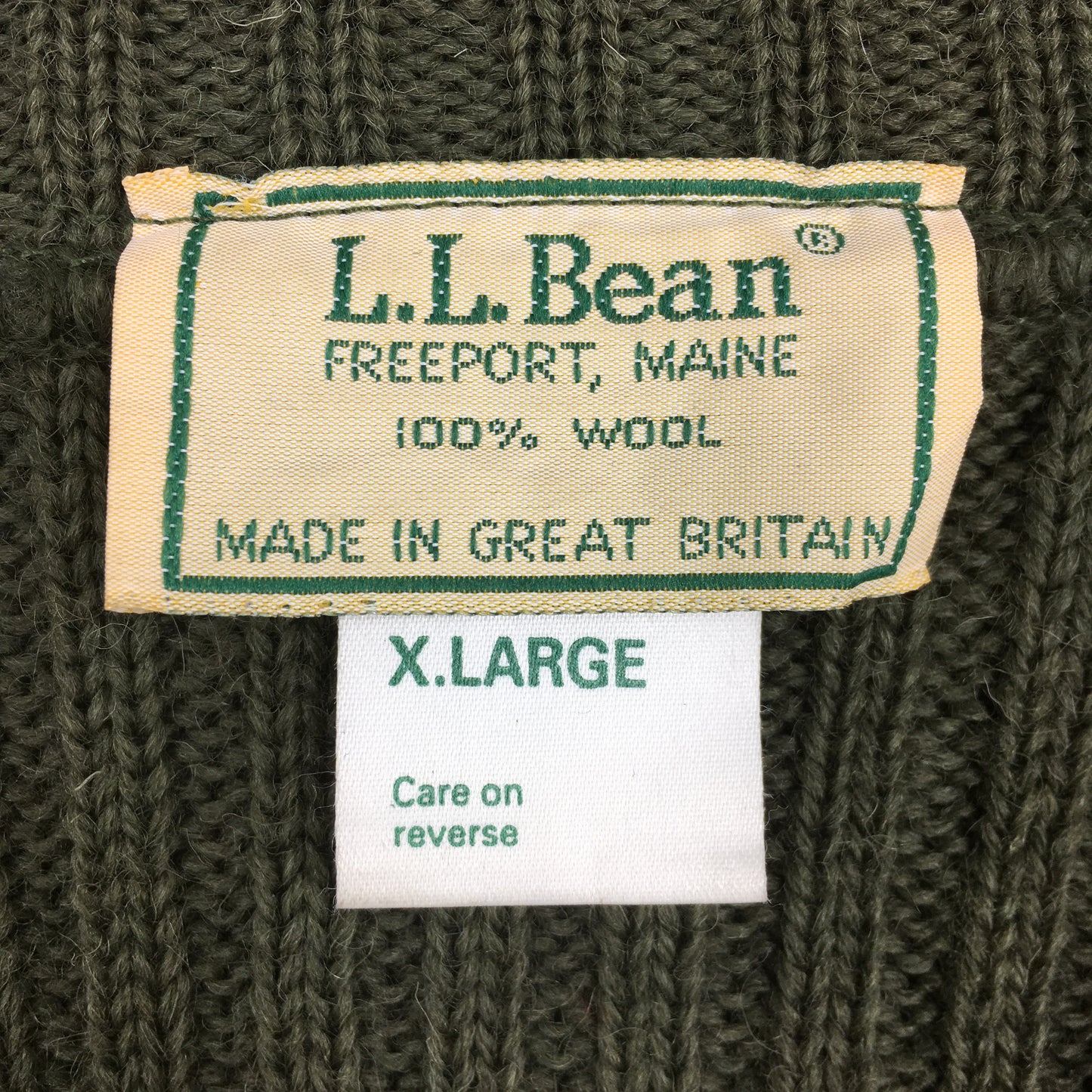 LL Bean Dark Green Merino Wool Commando Sweater XLarge