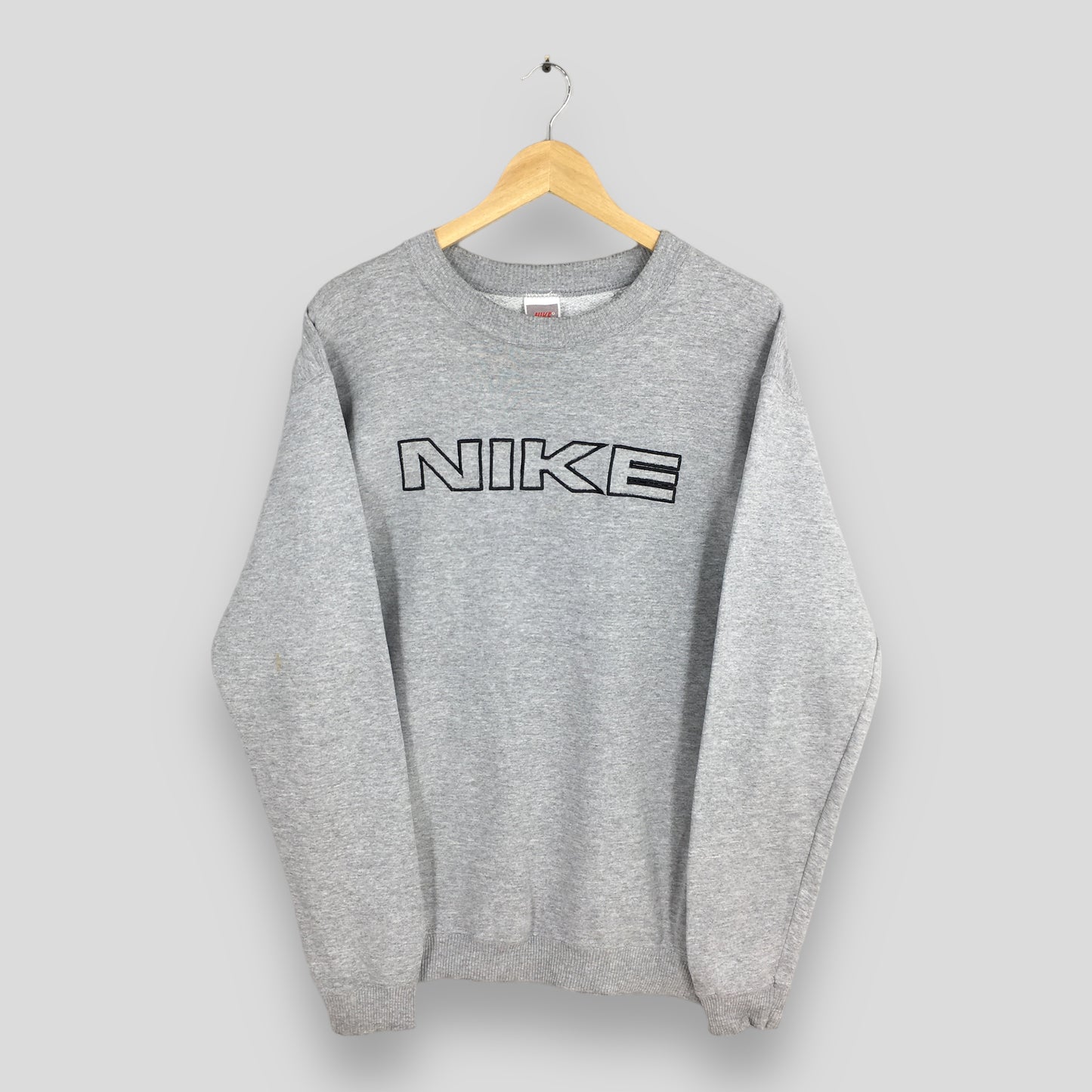 Nike Block Embroidery Gray Sweatshirt Medium