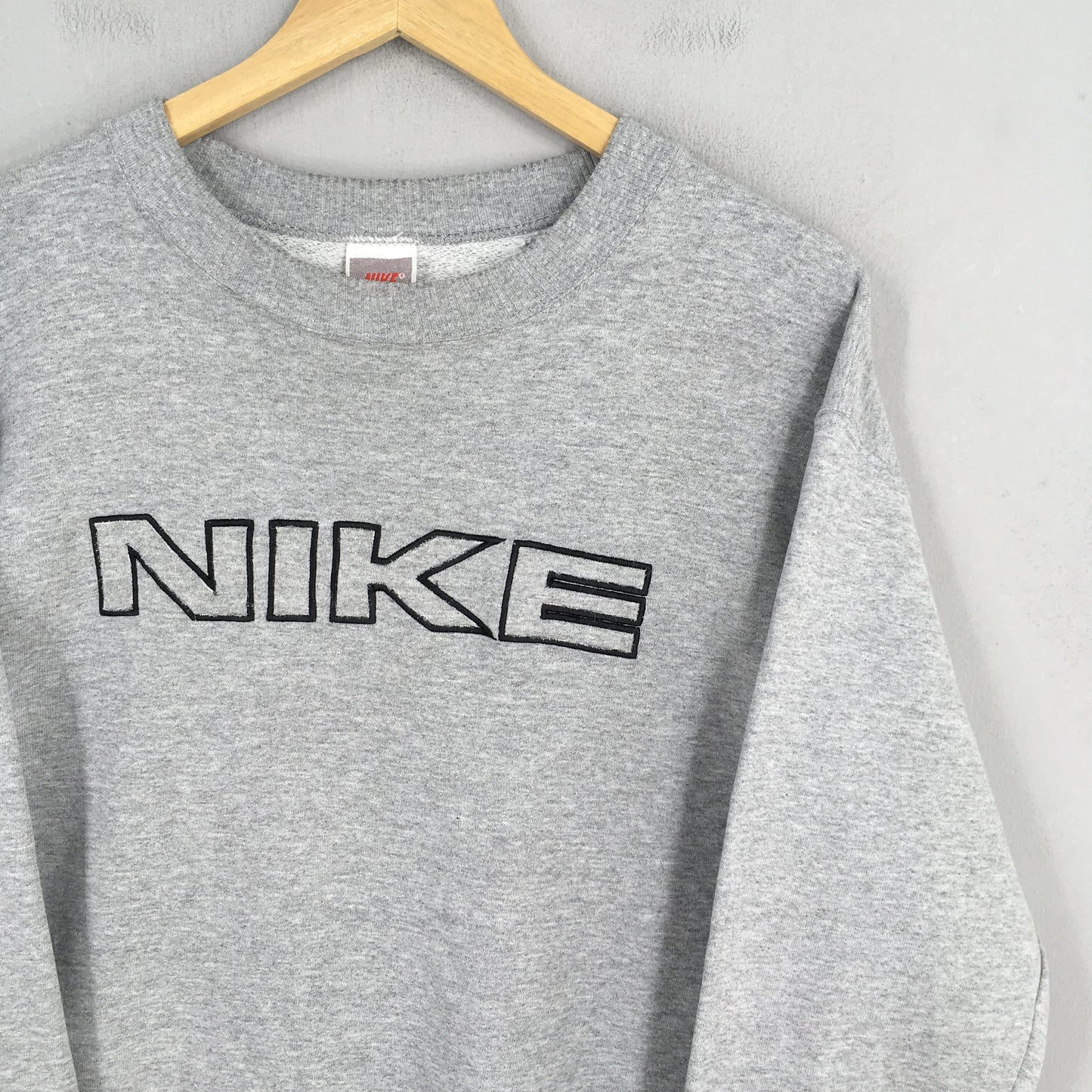 Nike Block Embroidery Gray Sweatshirt Medium