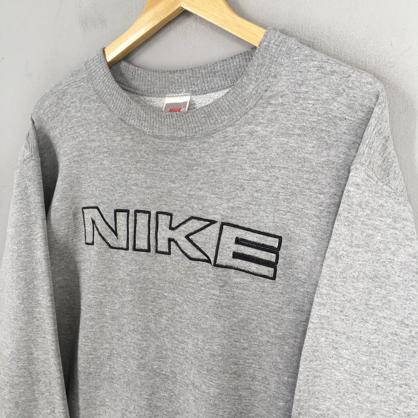 Nike Block Embroidery Gray Sweatshirt Medium