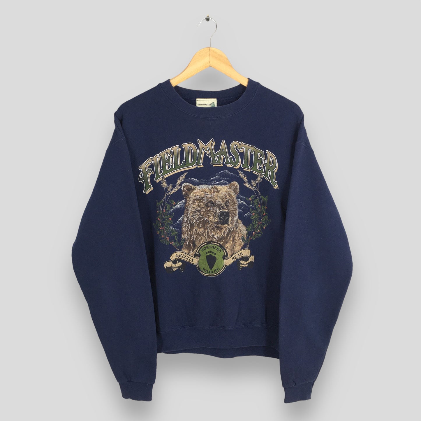 Fieldmaster Alaska Grizzly Bear Blue Sweatshirt Medium