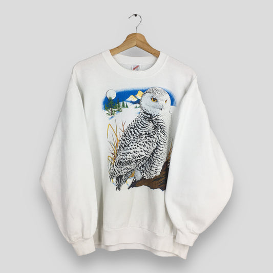 Alaska Snowy Owl White Sweatshirt Large