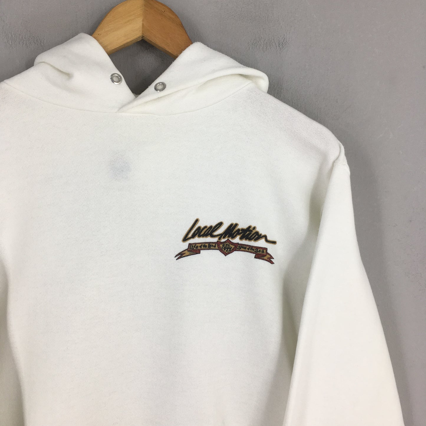 Local Motion Surfing White Hoodie Sweatshirt Medium