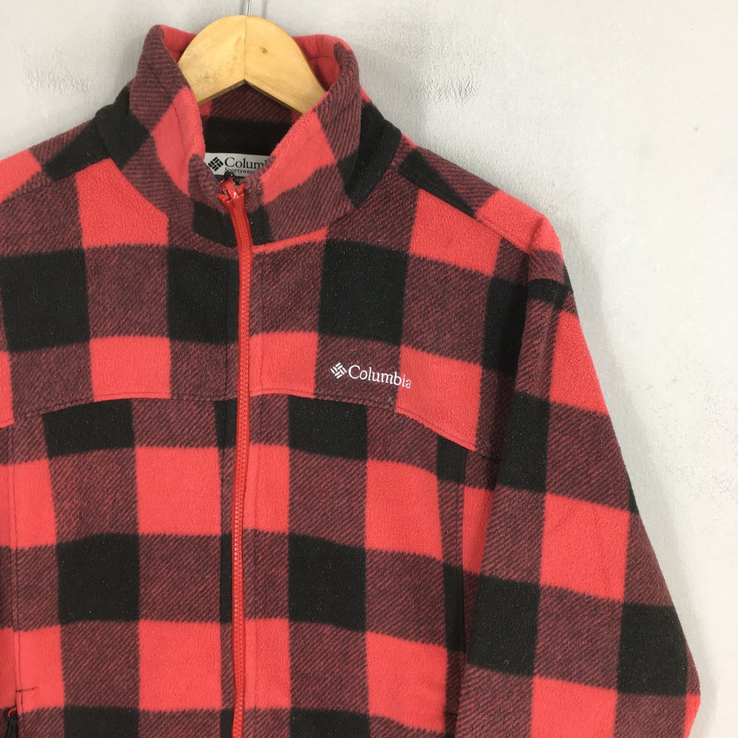 Columbia Sportswear Tartan Plaid Red Checkered Fleece Sweatshirt Medium