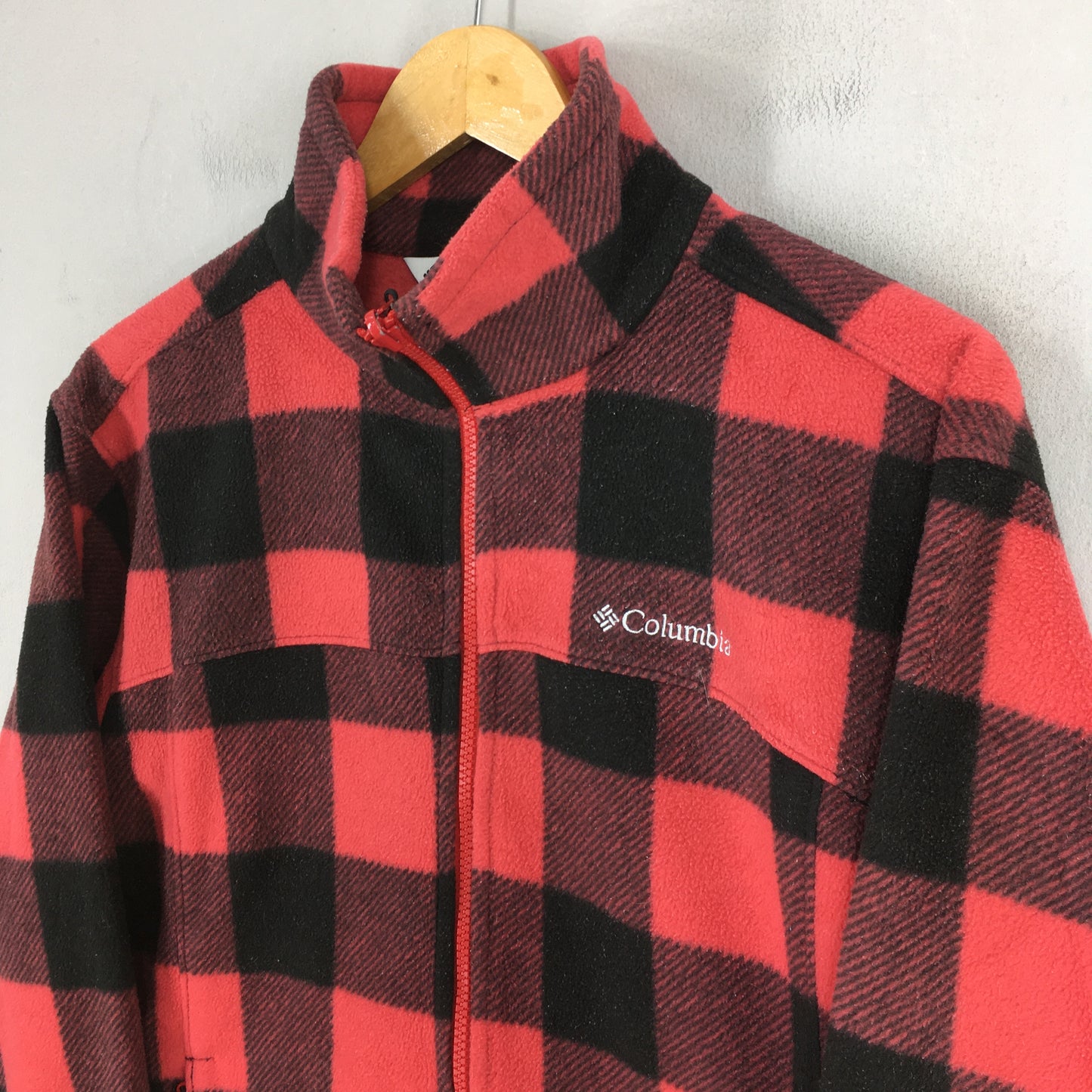 Columbia Sportswear Tartan Plaid Red Checkered Fleece Sweatshirt Medium