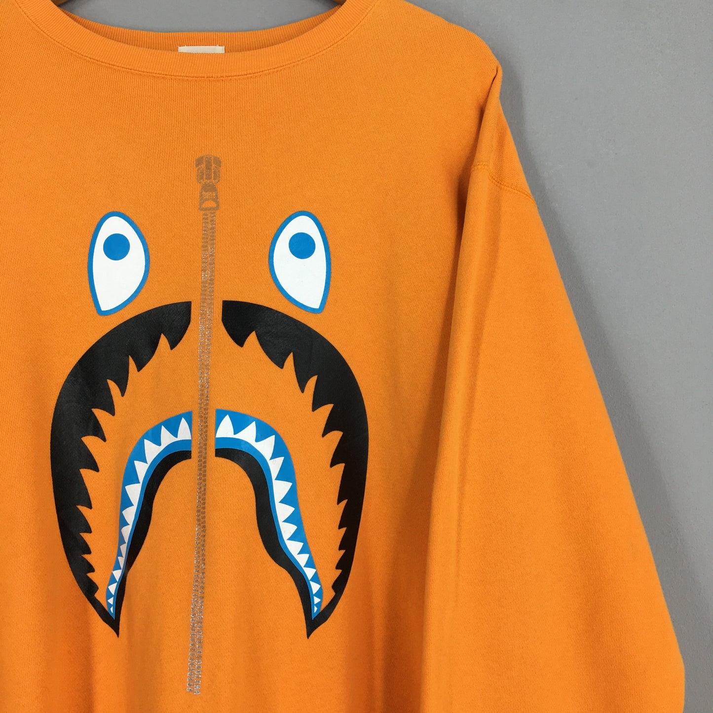 Bape Shark A Bathing Ape Orange Sweatshirt Large