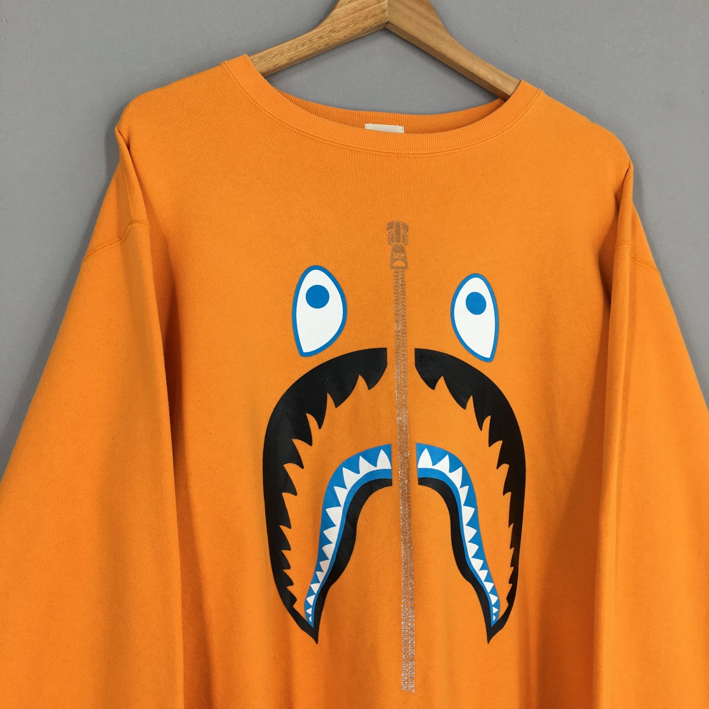 Bape Shark A Bathing Ape Orange Sweatshirt Large