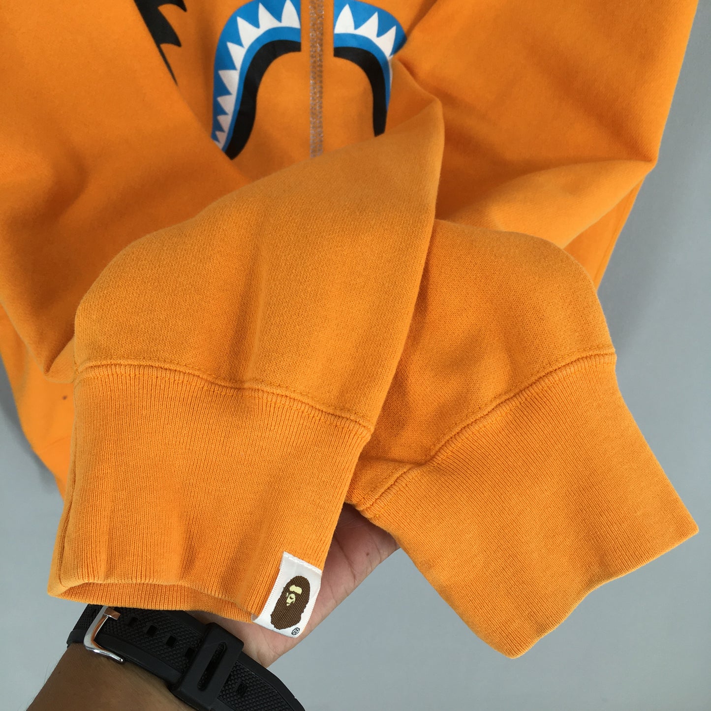 Bape Shark A Bathing Ape Orange Sweatshirt Large