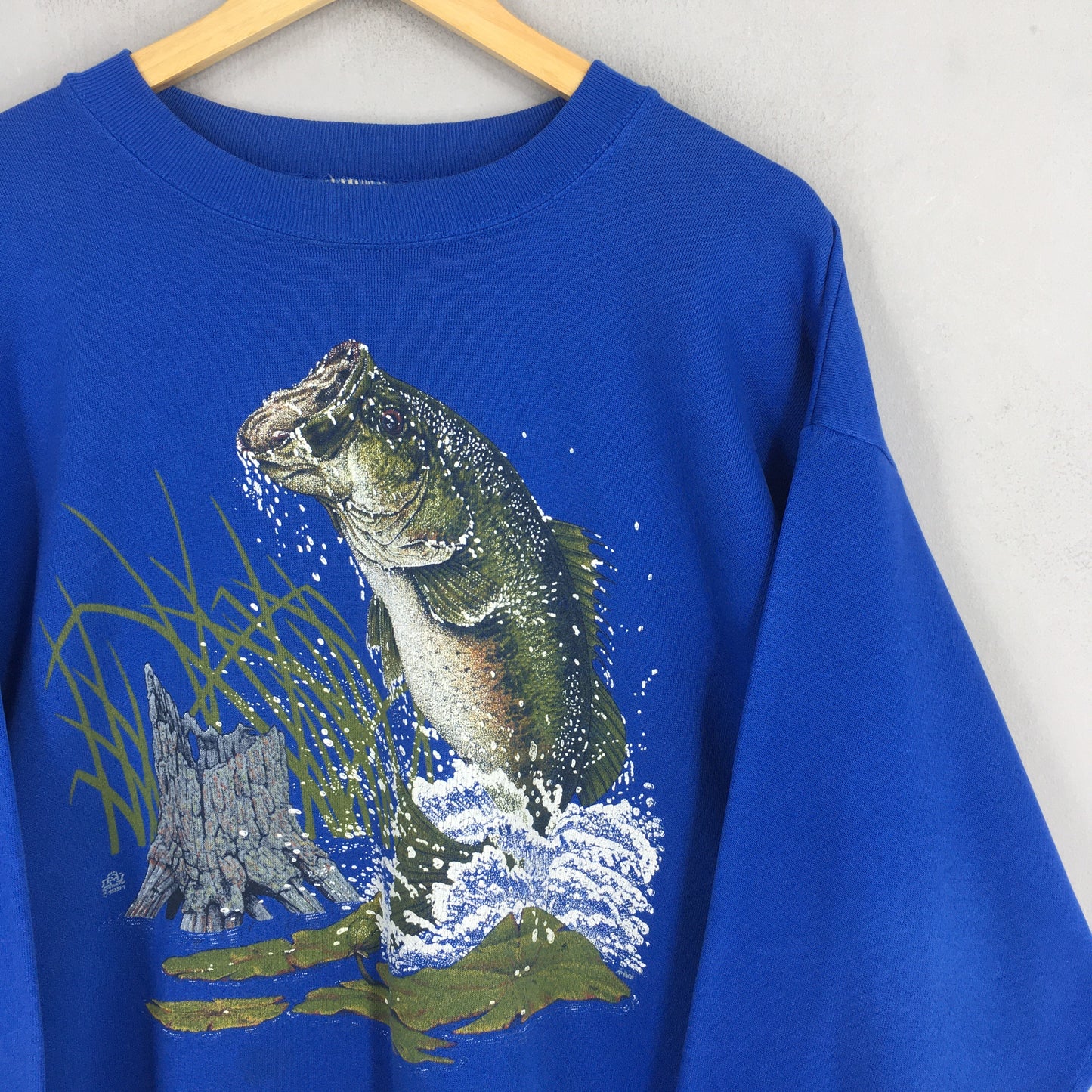 Largemouth Bass Fish Blue Sweatshirt Large