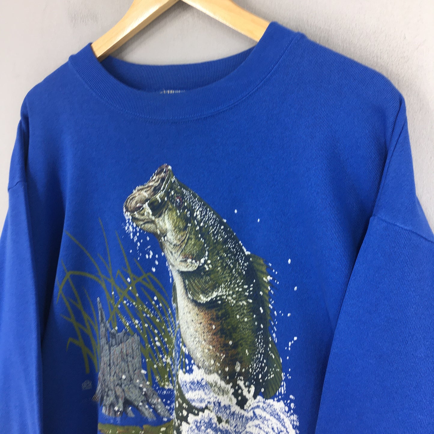 Largemouth Bass Fish Blue Sweatshirt Large